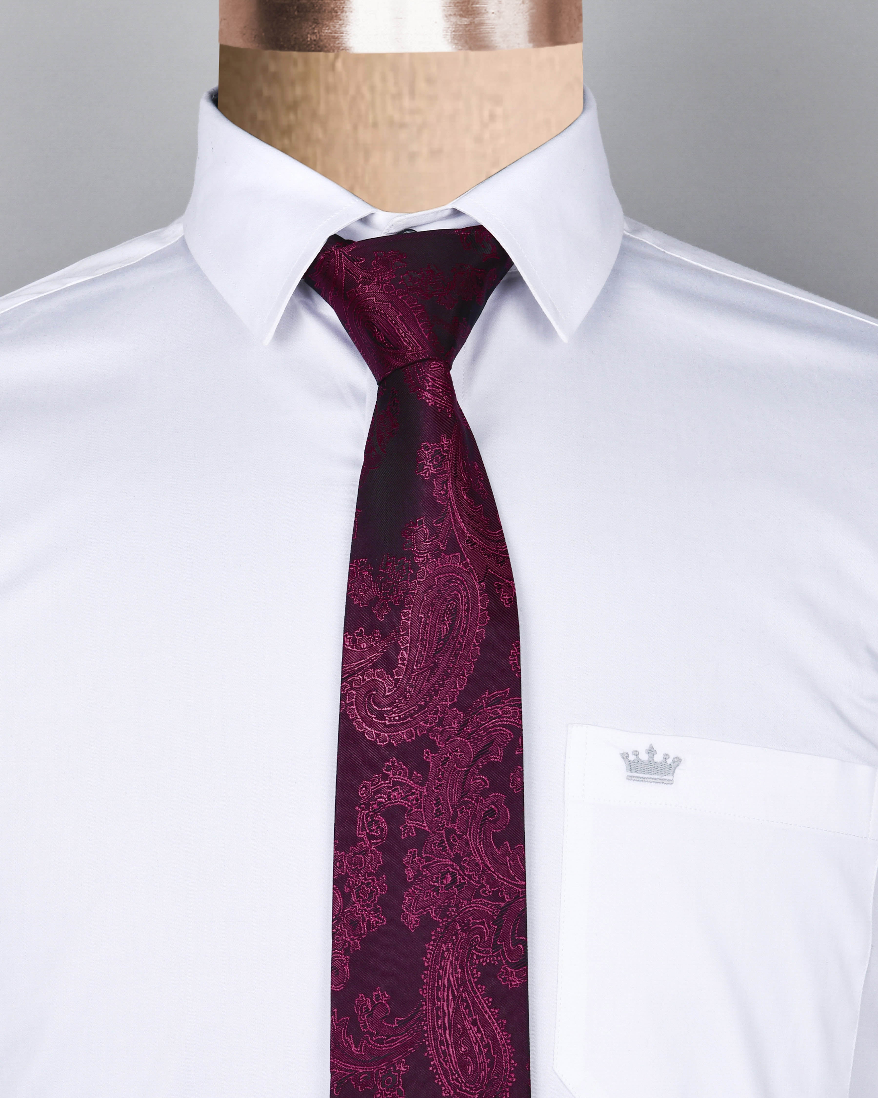 Maroon Paisley Jacquard Tie with Free Pocket square