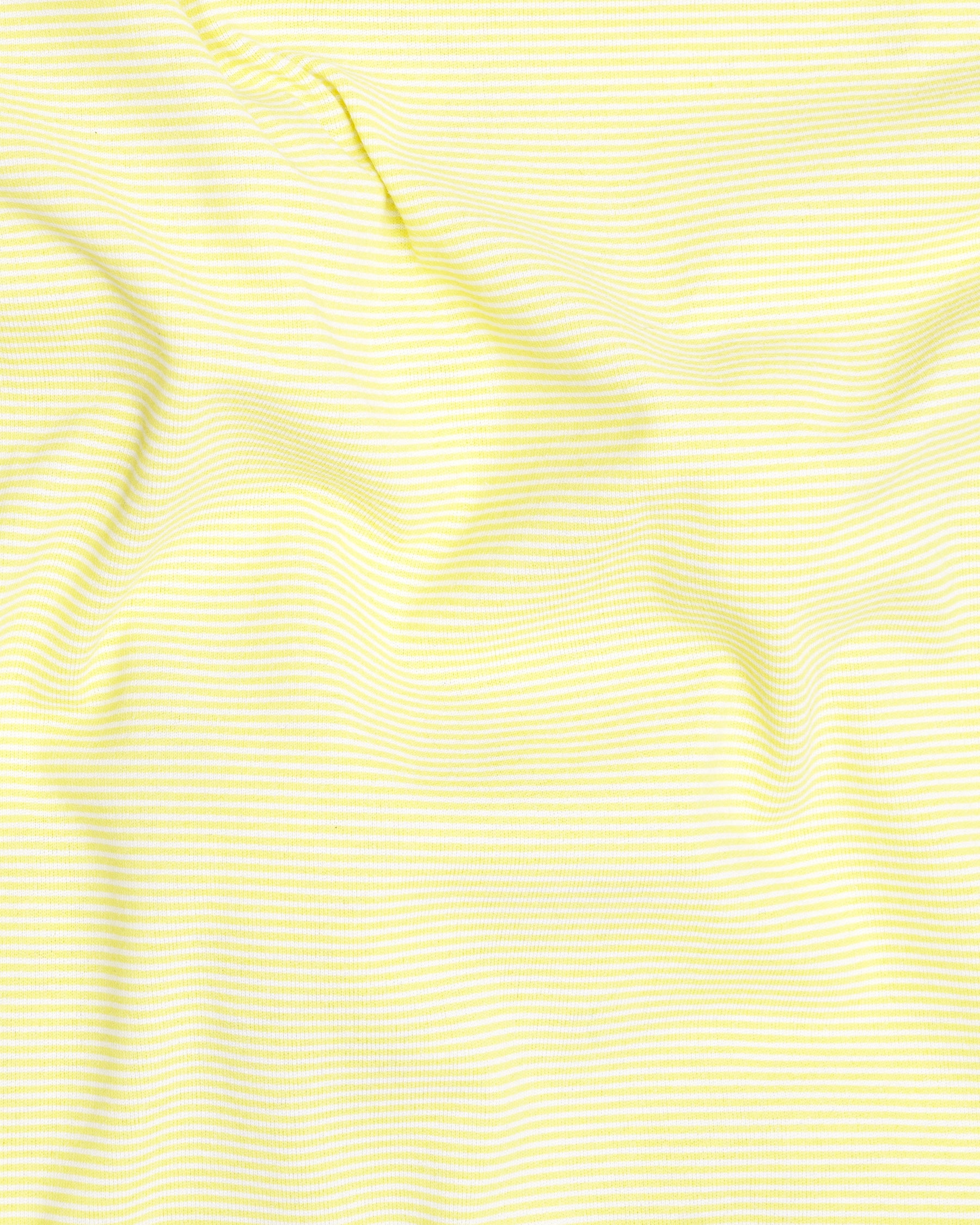 Bright Yellow Pinstriped Full-Sleeve Lightweight Premium Cotton T-shirt