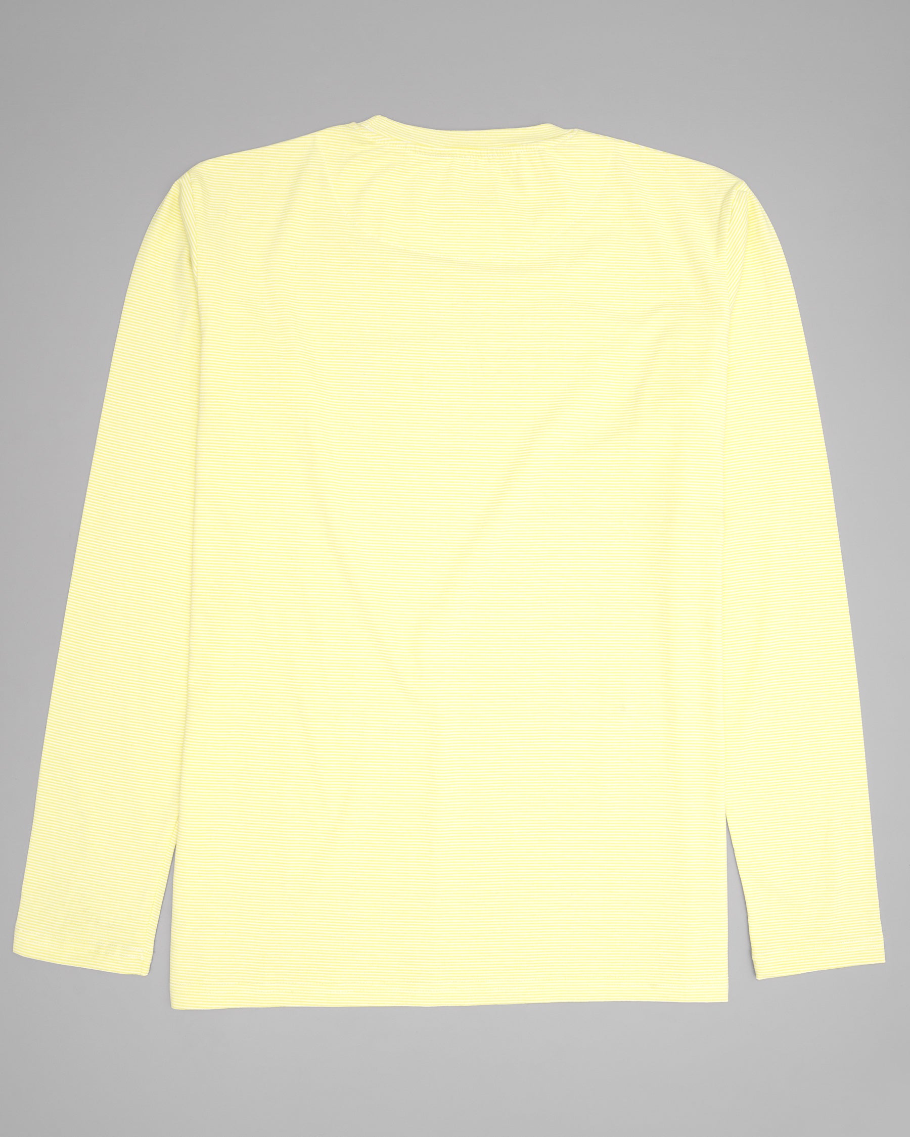 Bright Yellow Pinstriped Full-Sleeve Lightweight Premium Cotton T-shirt