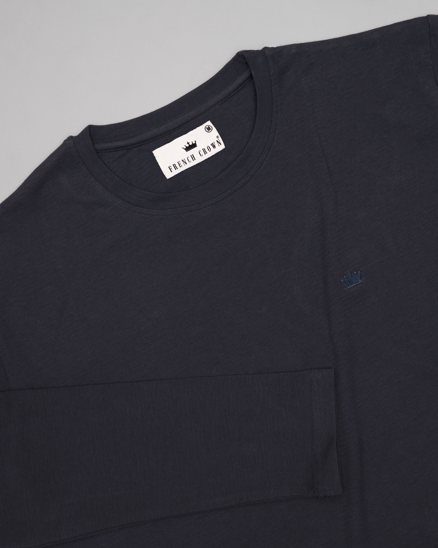 Denim Blue Slubbed Full-Sleeve Super soft Supima Organic Cotton Jersey T-shirt TS149-S, TS149-M, TS149-L, TS149-XL, TS149-XXL