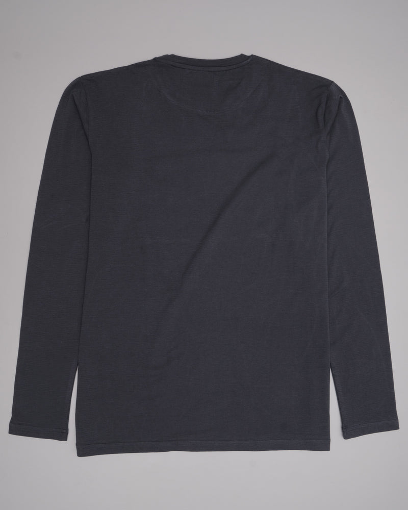 Denim Blue Slubbed Full-Sleeve Super soft Supima Organic Cotton Jersey T-shirt
