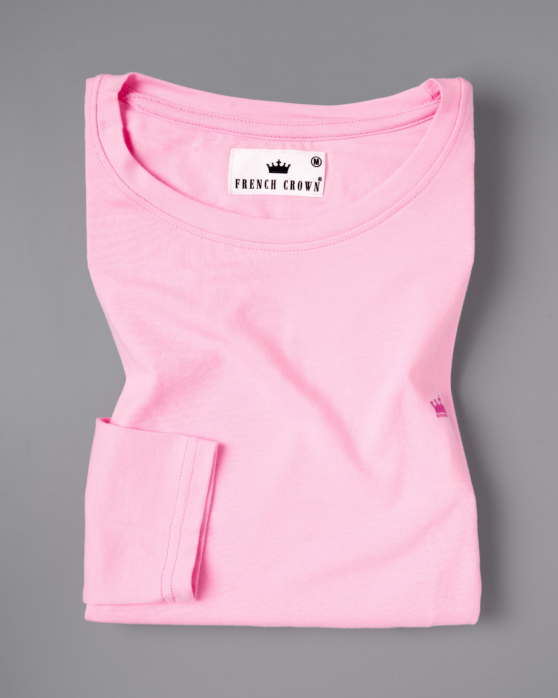 Classic Rose Pink Full-Sleeve Premium Cotton T-Shirt