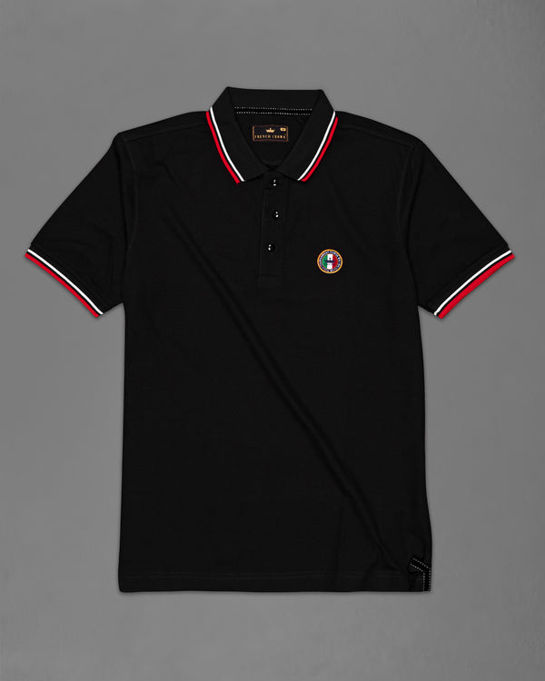 Jade Black Mercerised Pique Premium Cotton Polo