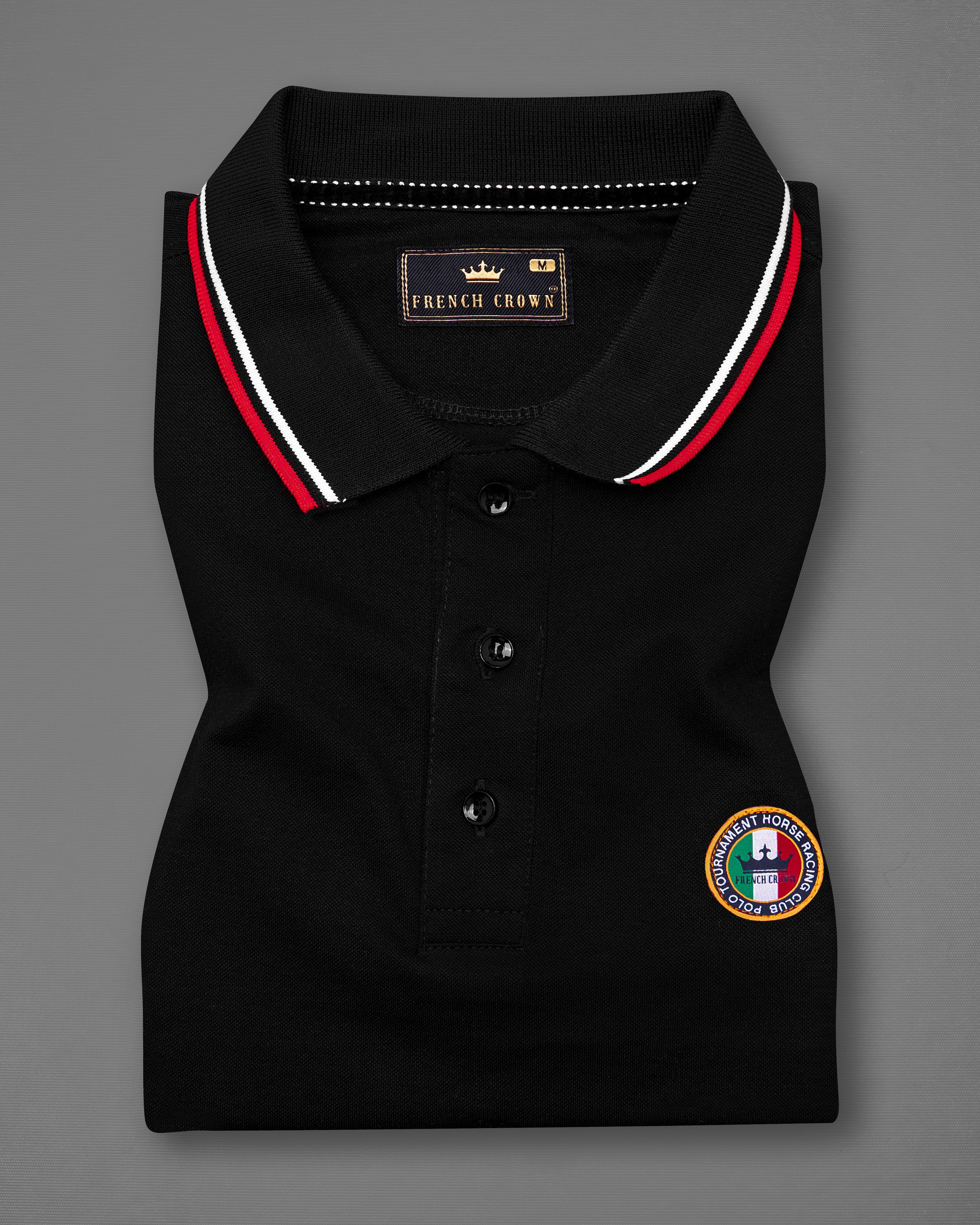 Jade Black Mercerised Pique Premium Cotton Polo