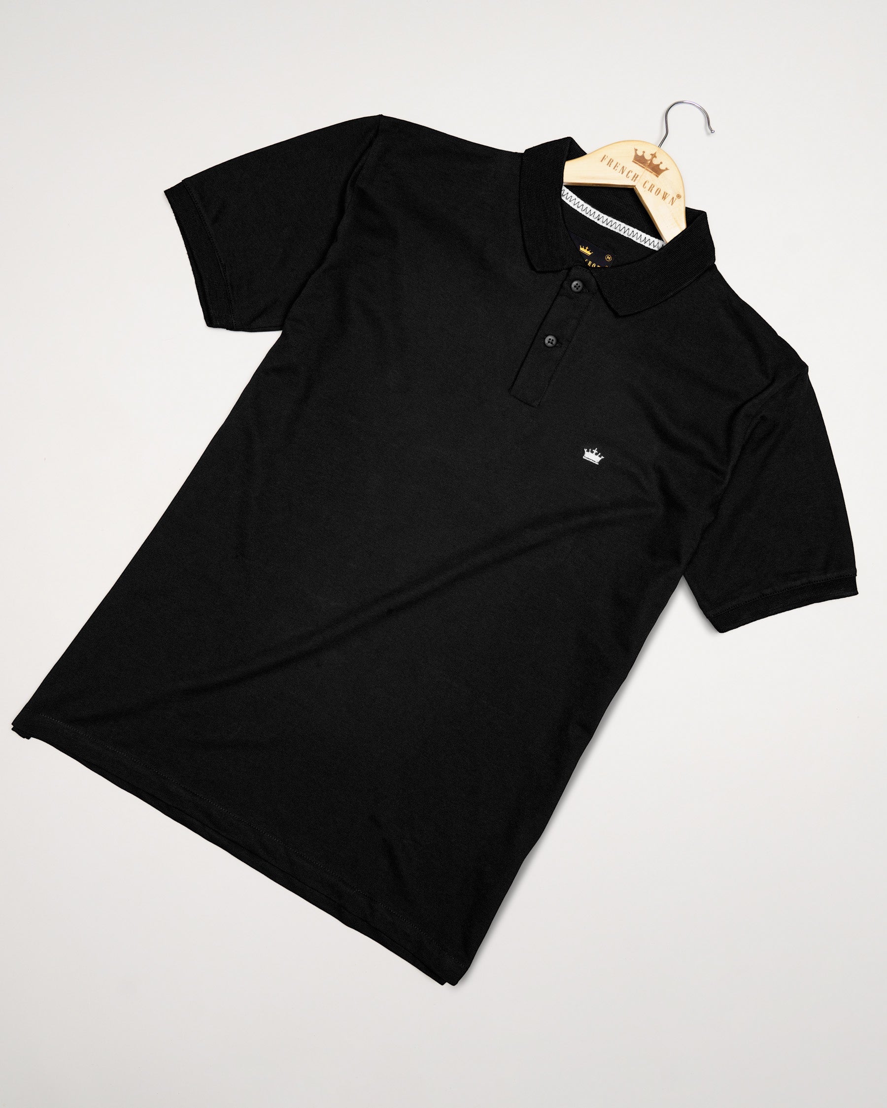 Jade Black Super Soft Organic Cotton Mercerised Pique Polo