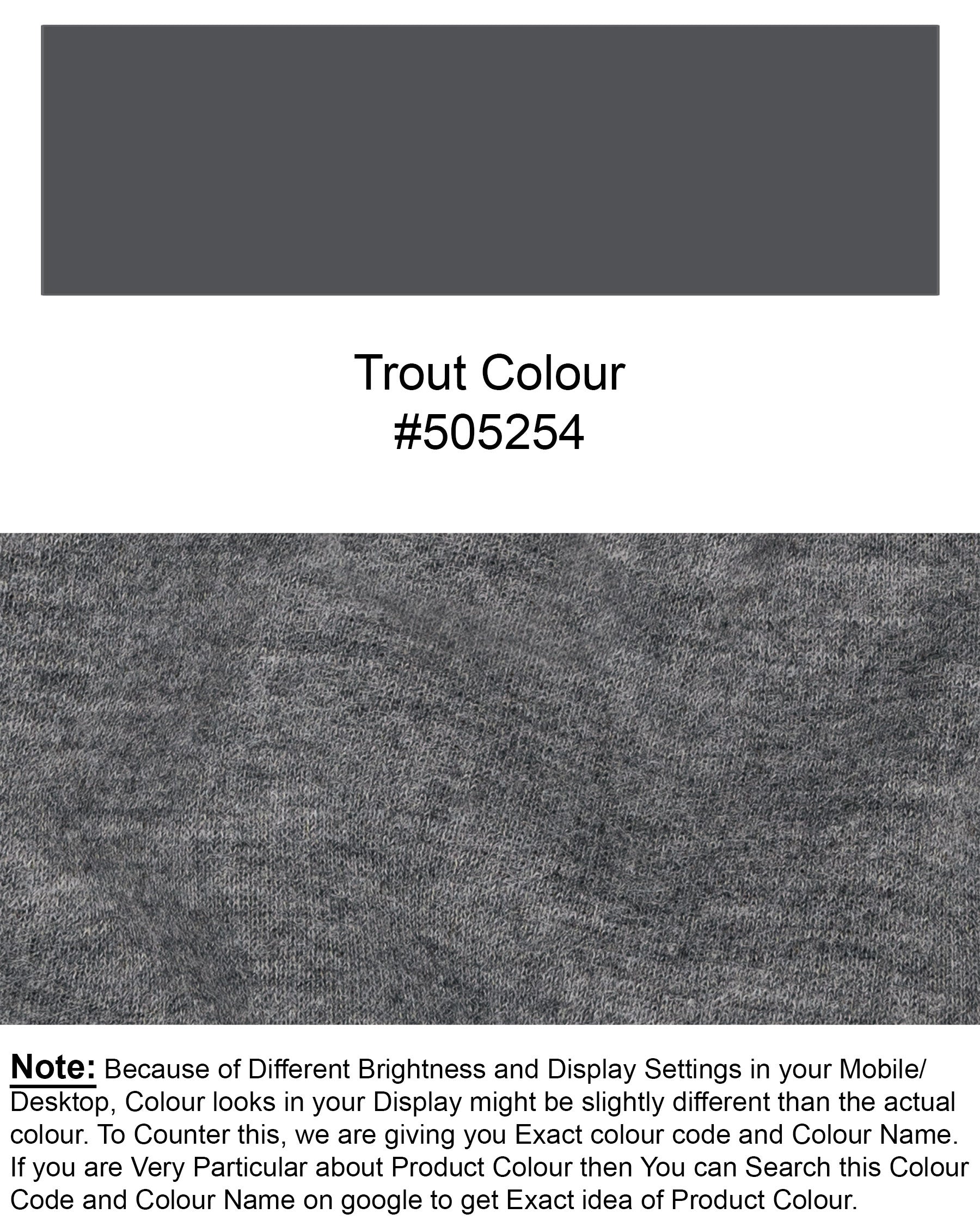 Trout Grey Full Sleeve Super Soft Premium Cotton Sweatshirt TS453-S, TS453-M, TS453-L, TS453-XL, TS453-XXL