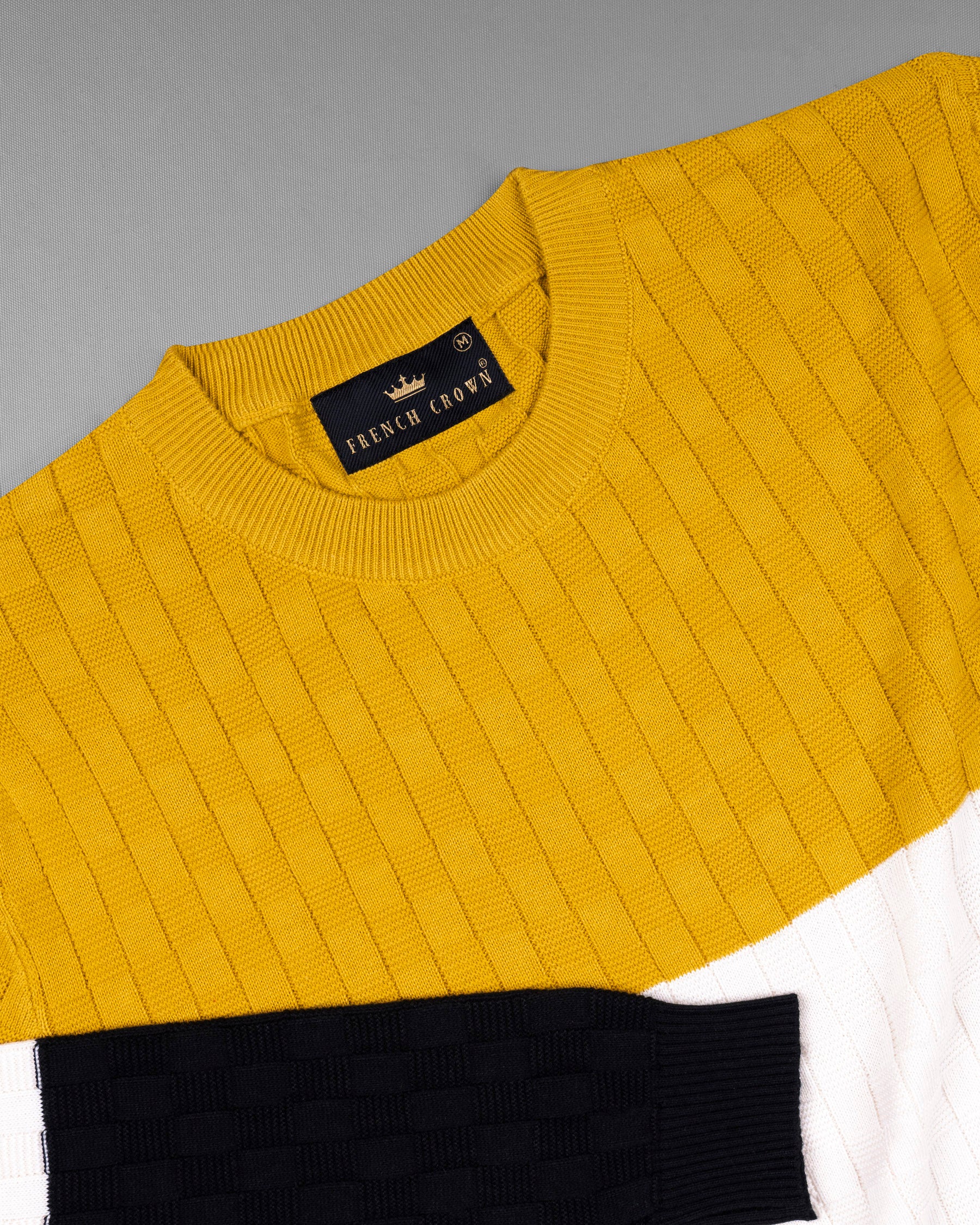 Tangarine Yellow, Jade Black and White Jacquard Textured Super Soft Premium Jersey Sweatshirt TS511-S, TS511-M, TS511-L, TS511-XL, TS511-XXL