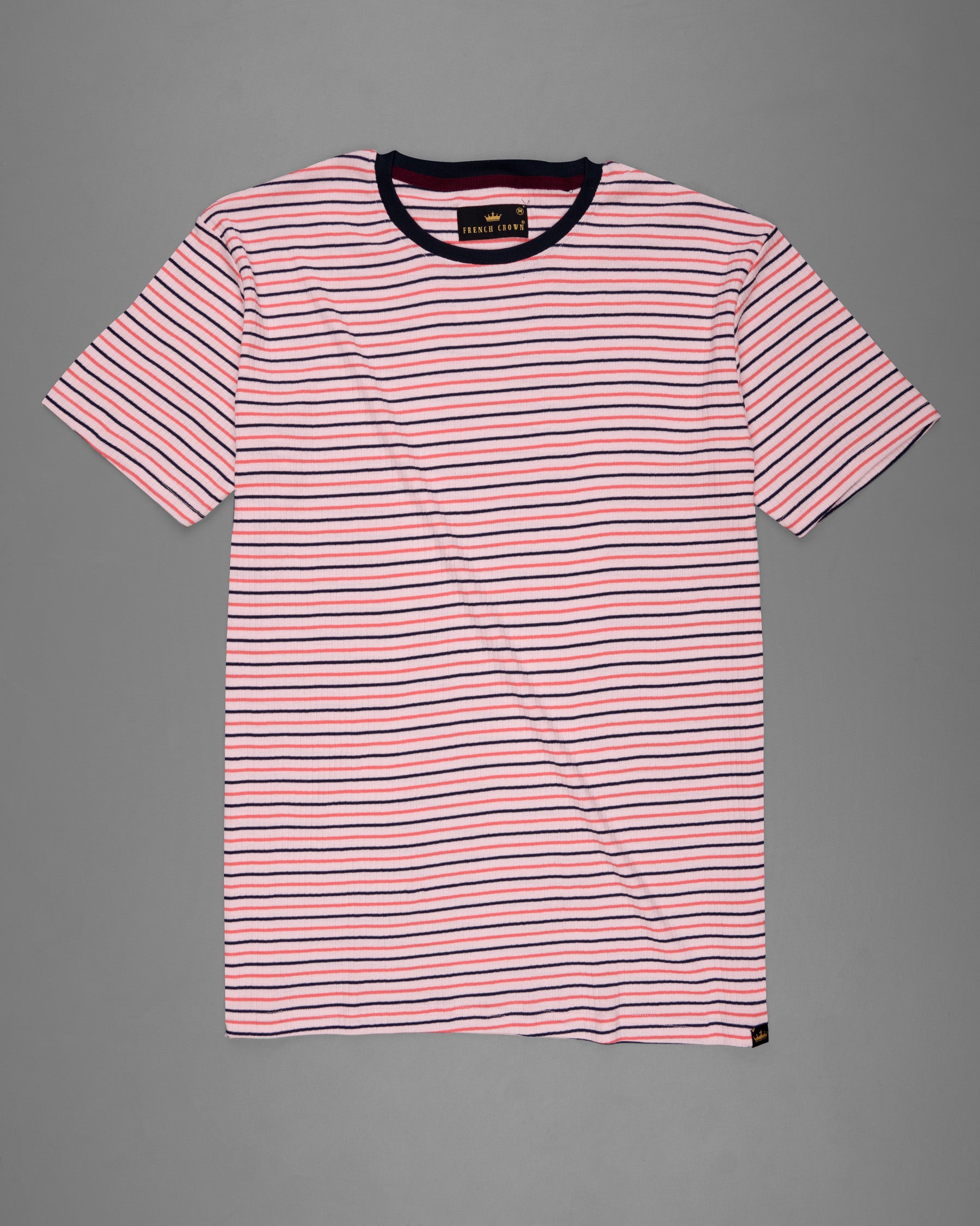 Melanie Striped Dobby Textured Super Soft Premium Cotton T-Shirt TS521-S, TS521-M, TS521-L, TS521-XL, TS521-XXL