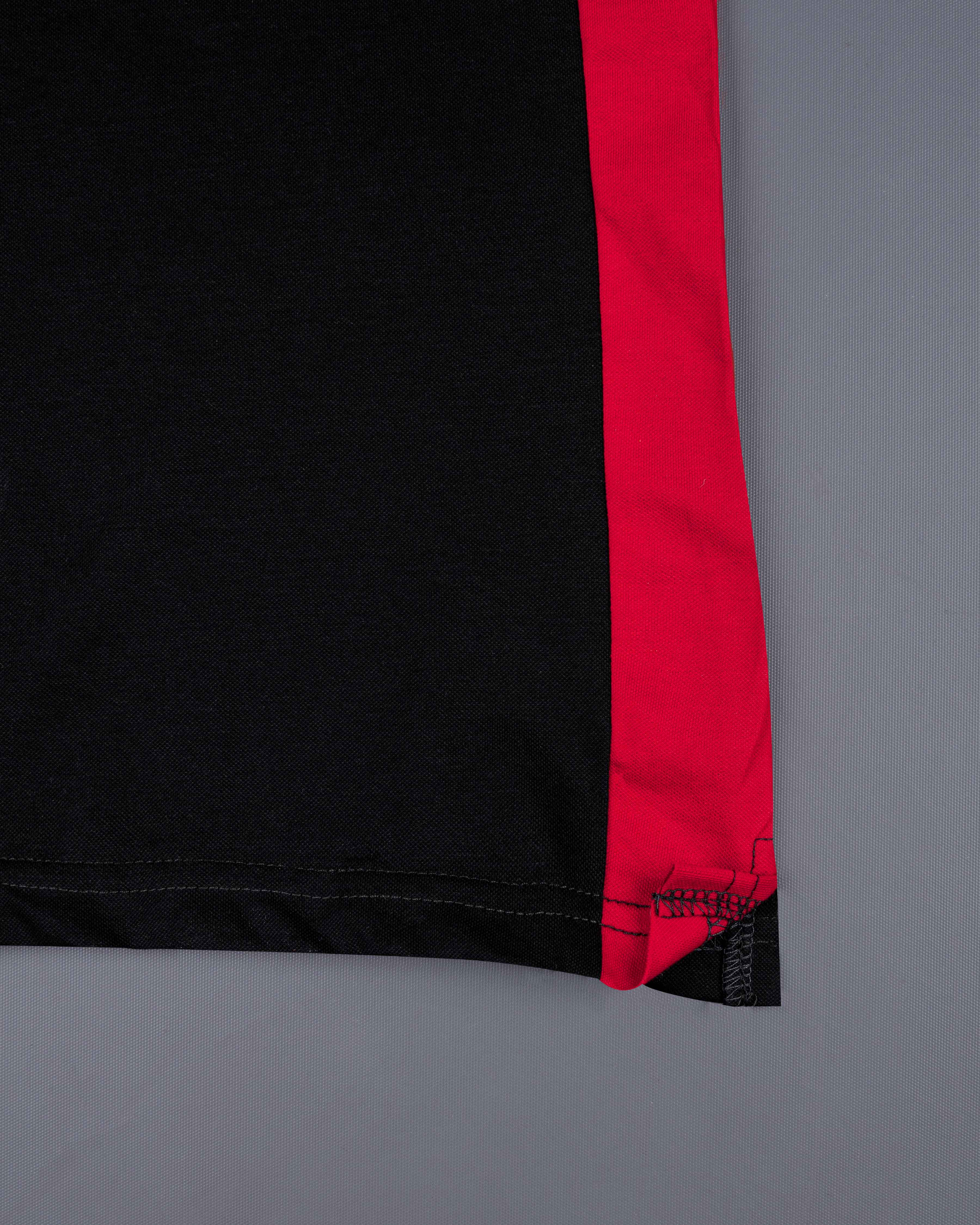 Jade Black with Red and White Color Block Super Soft Pique Polo T Shirt TS538-S, TS538-M, TS538-L, TS538-XL, TS538-XXL