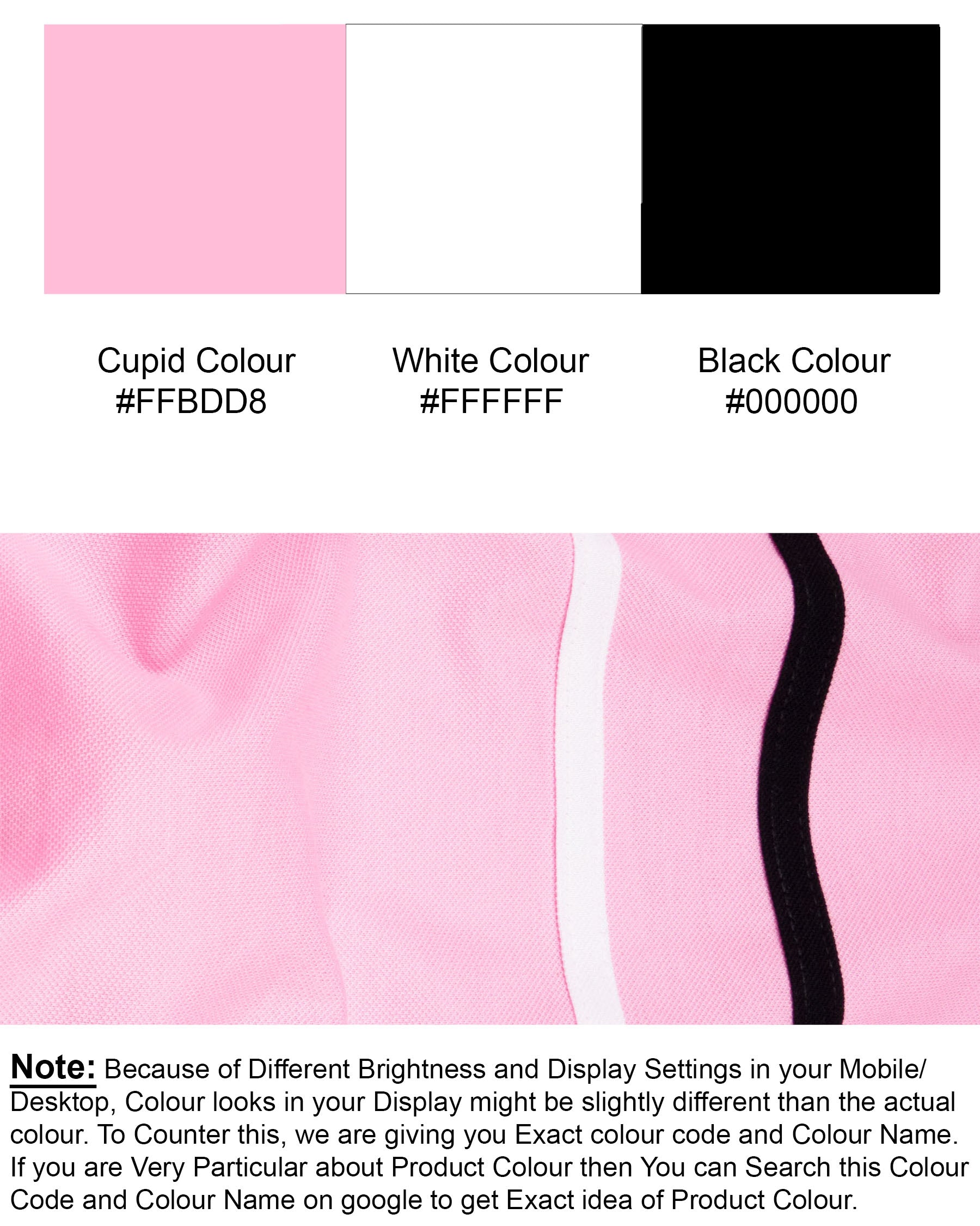 Cupid Pink Striped Super Soft Organic Pique Polo TS560-S, TS560-M, TS560-L, TS560-XL, TS560-XXL, TS560-3XL, TS560-4XL
