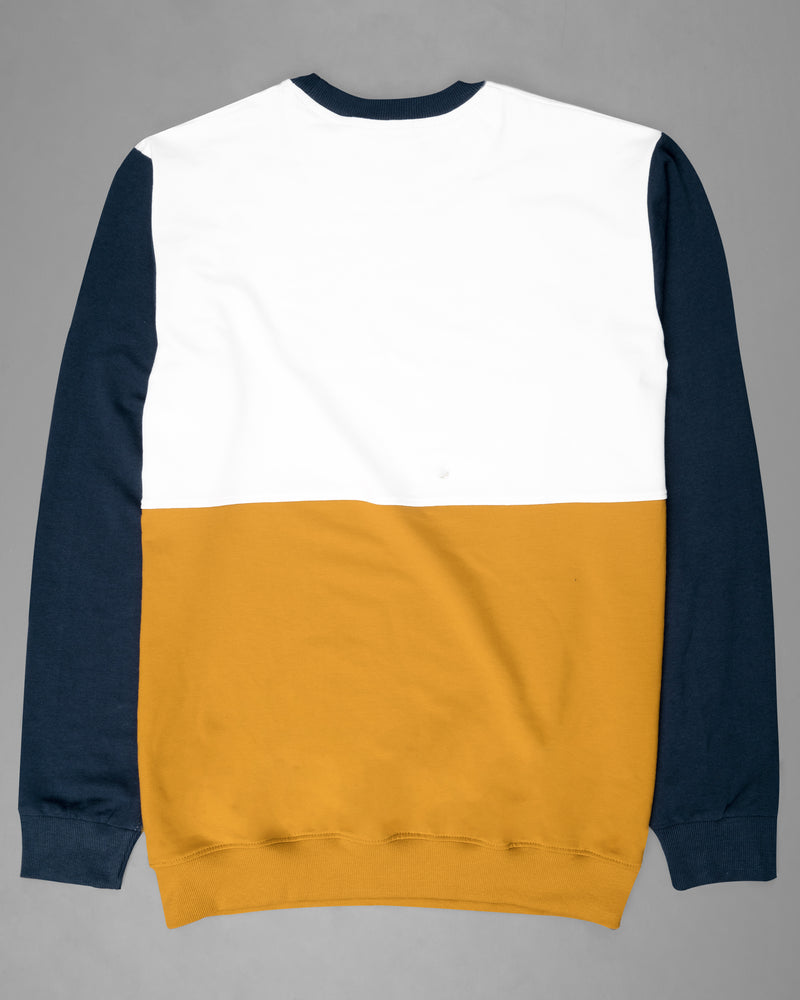 White and Fire Bush Yellow Colourblock Sweatshirt TS574-S, TS574-M, TS574-L, TS574-XL, TS574-XXL, TS574-3XL, TS574-4XL