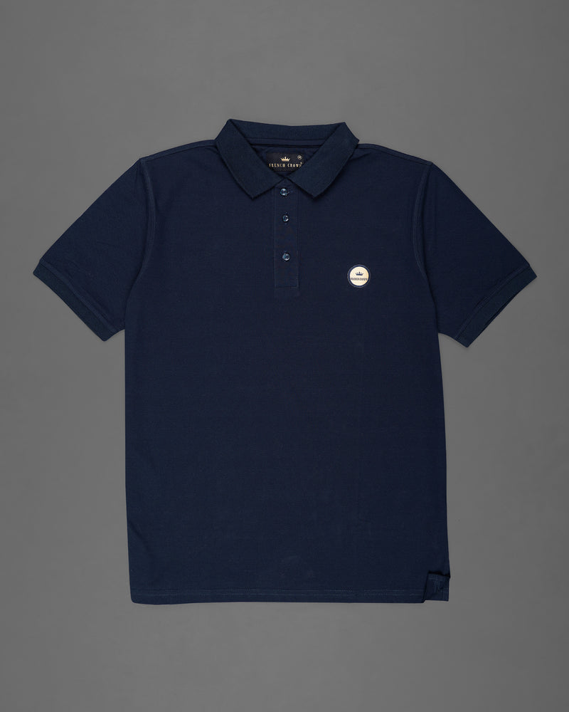 CINDER BLUE ORGANIC COTTON MERCERISED PIQUE POLO