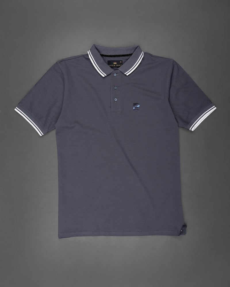 Iridium Gray With White Border In Collar Super Soft Organic Pique Polo TS592-S, TS592-M, TS592-L, TS592-XL, TS592-XXL, TS592-3XL, TS592-4XL