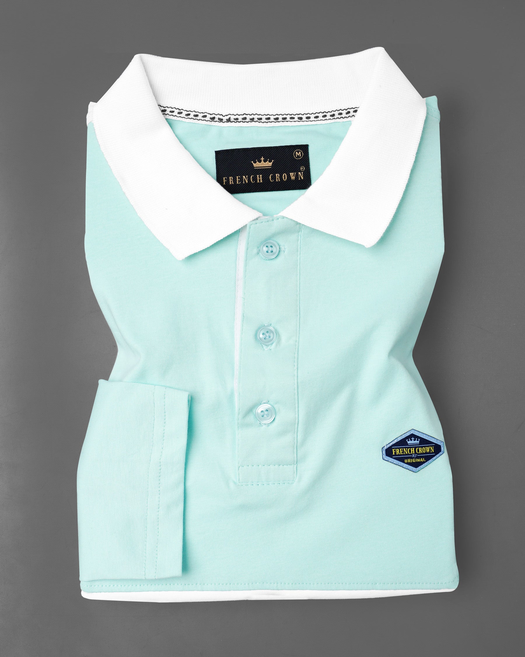 Botticelli Sea Blue with White Patch Design Organic Cotton Mercerised Pique Polo TS599-S, TS599-M, TS599-L, TS599-XL, TS599-XXL