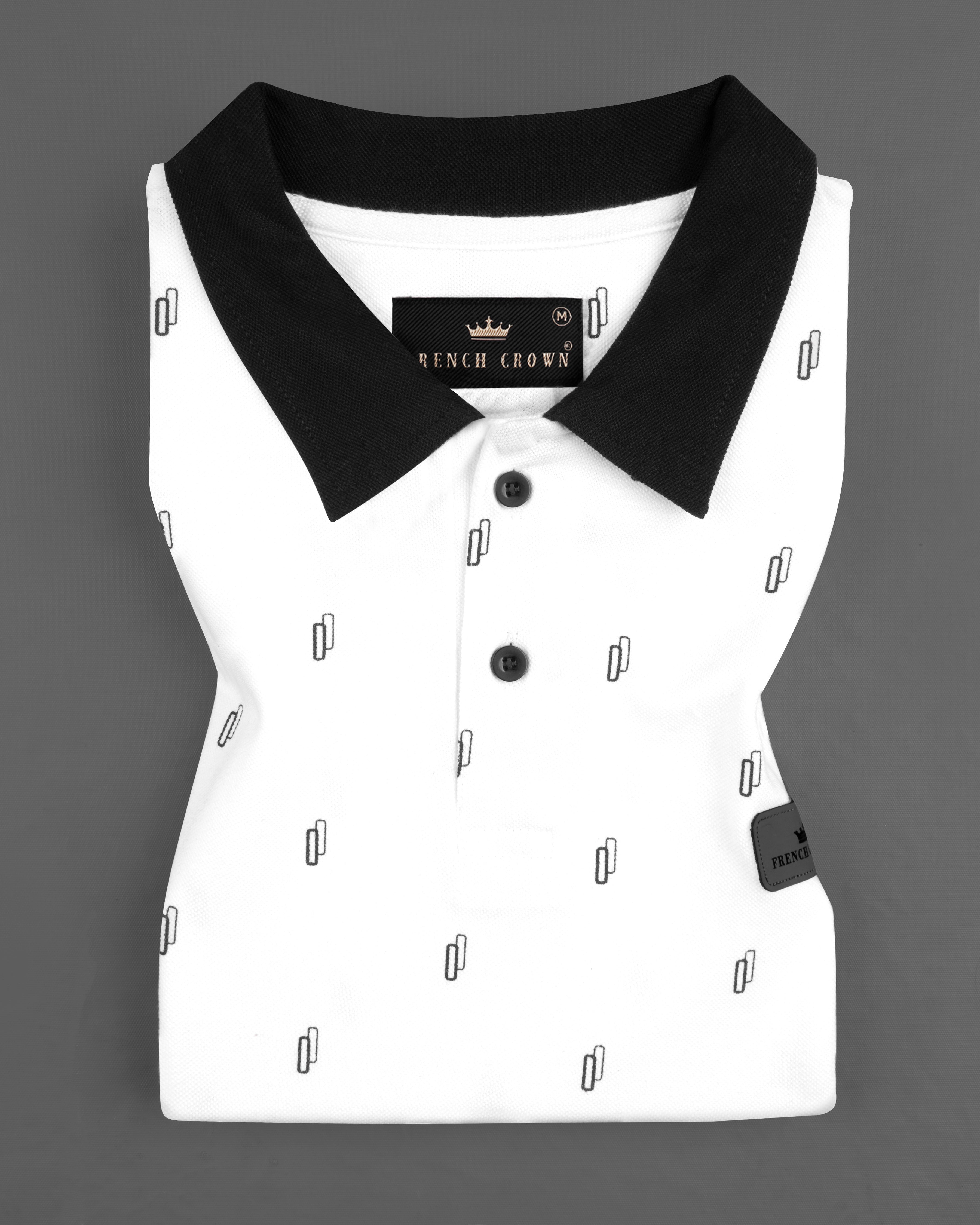 Bright White and Black Printed Pique Polo TS662-S, TS662-M, TS662-L, TS662-XL, TS662-XXL	