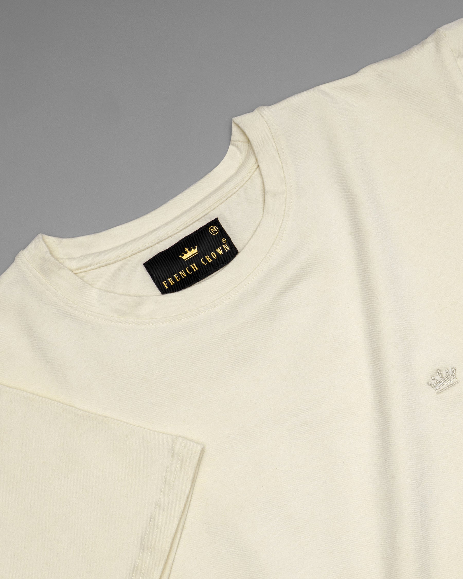 Cream Creased Heavyweight Premium Organic Cotton Winter T-shirt TS069-S, TS069-M, TS069-L, TS069-XL, TS069-XXL