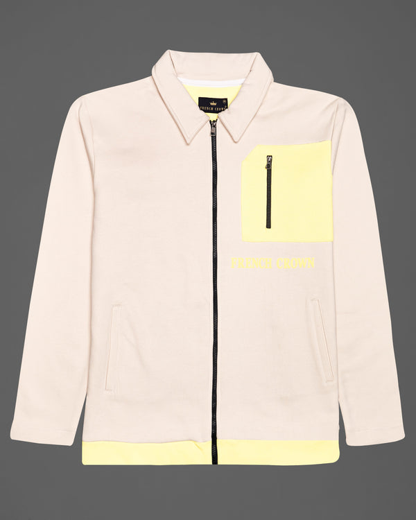 Bizarre Cream with Colonial Yellow Pique Polo Heavy weight Sweatshirt with Zipper Closure TS701-S, TS701-M, TS701-L, TS701-XL, TS701-XXL