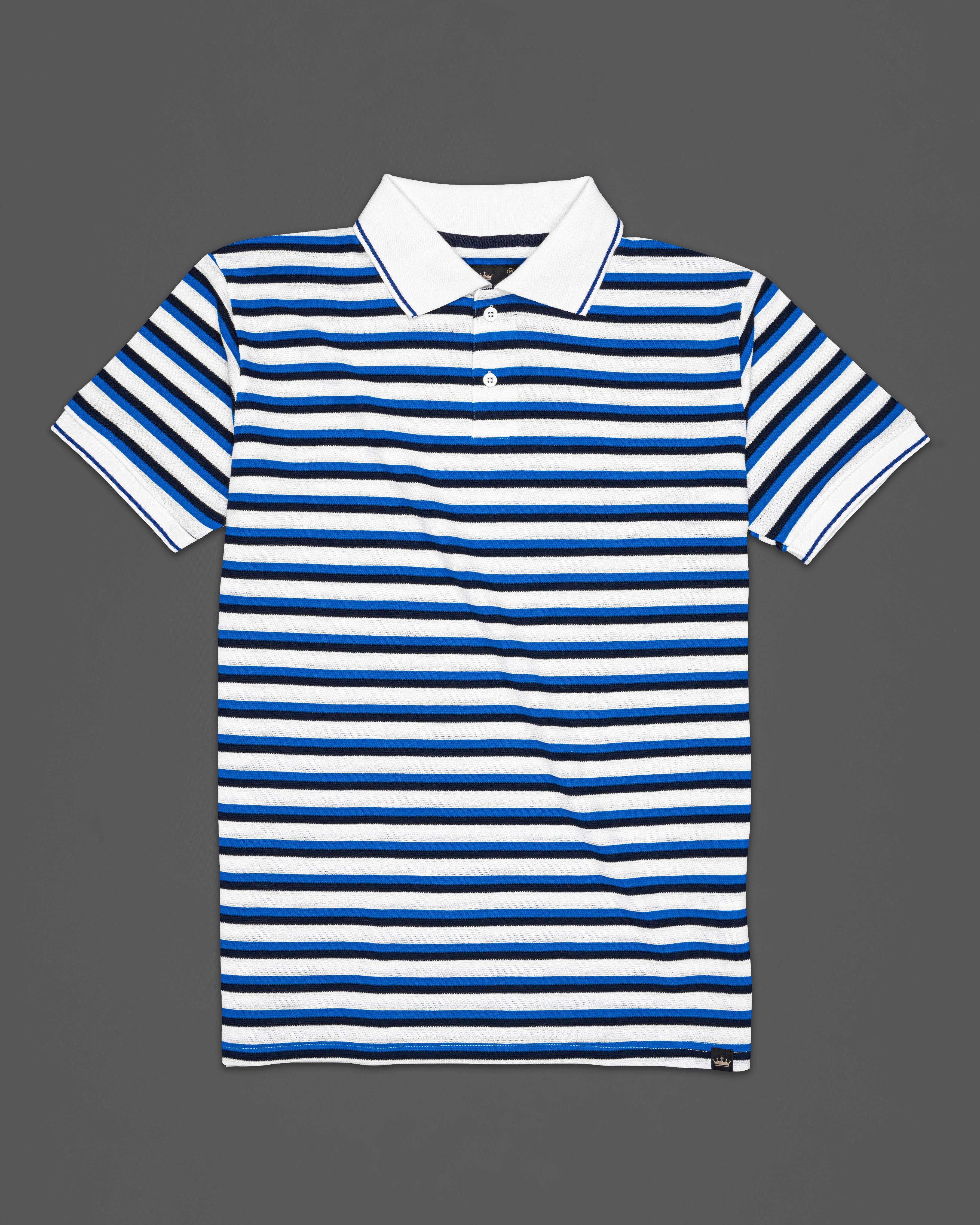 Bright White with Venice Blue Pique Polo TS763-S, TS763-M, TS763-L, TS763-XL, TS763-XXL