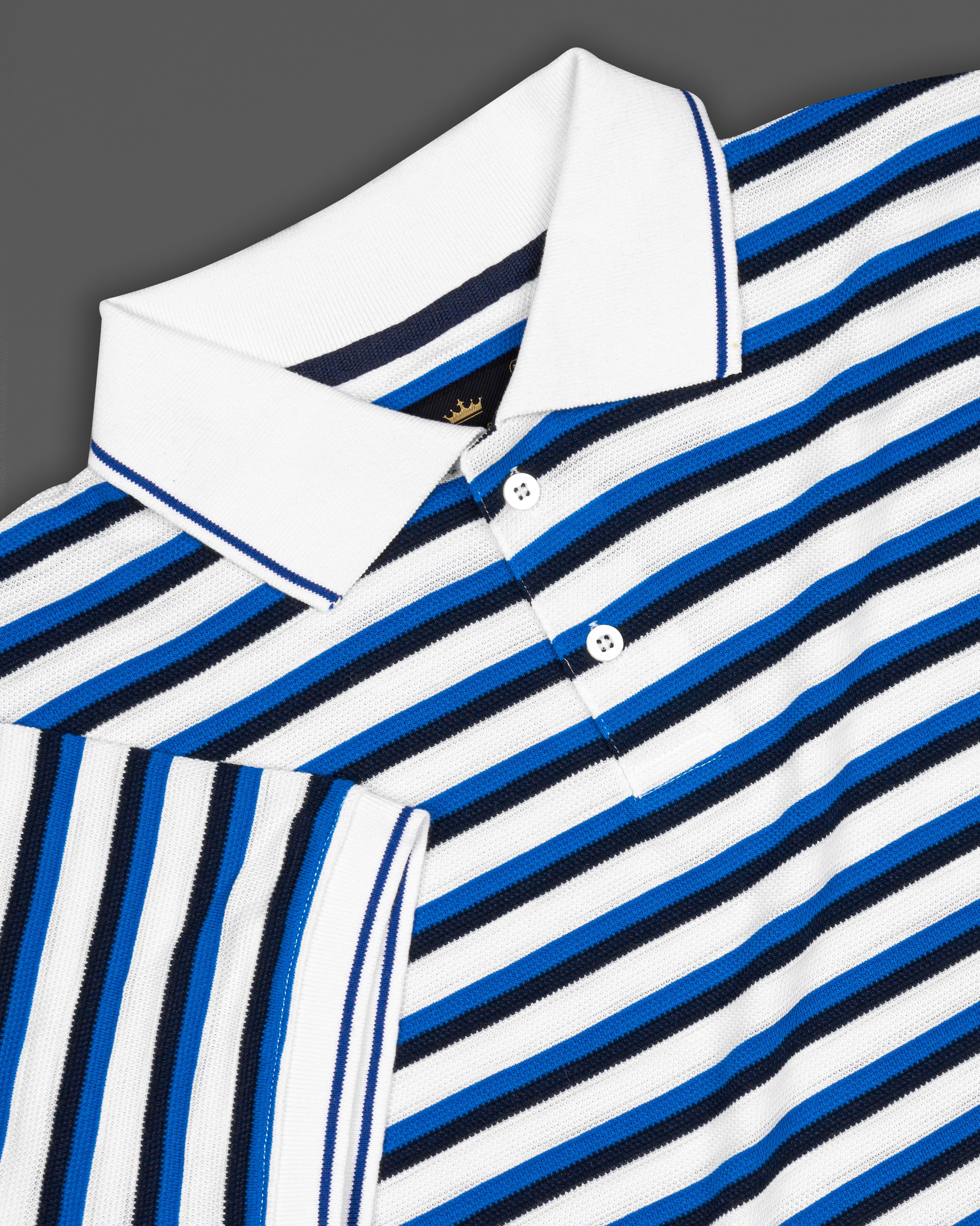 Bright White with Venice Blue Pique Polo TS763-S, TS763-M, TS763-L, TS763-XL, TS763-XXL