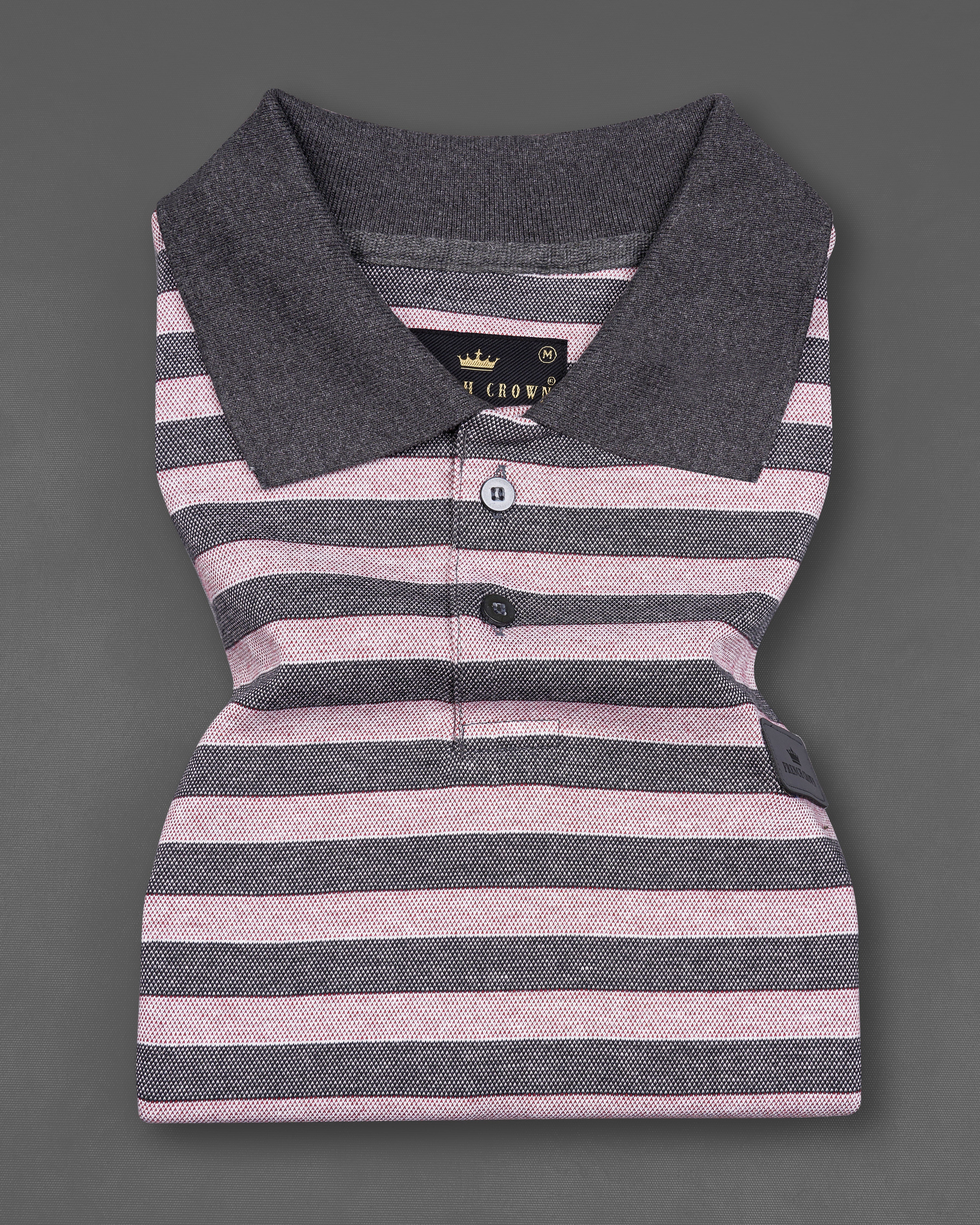 Thistle Pink with Scarpa Gray Striped Pique Polo TS767-S, TS767-M, TS767-L, TS767-XL, TS767-XXL