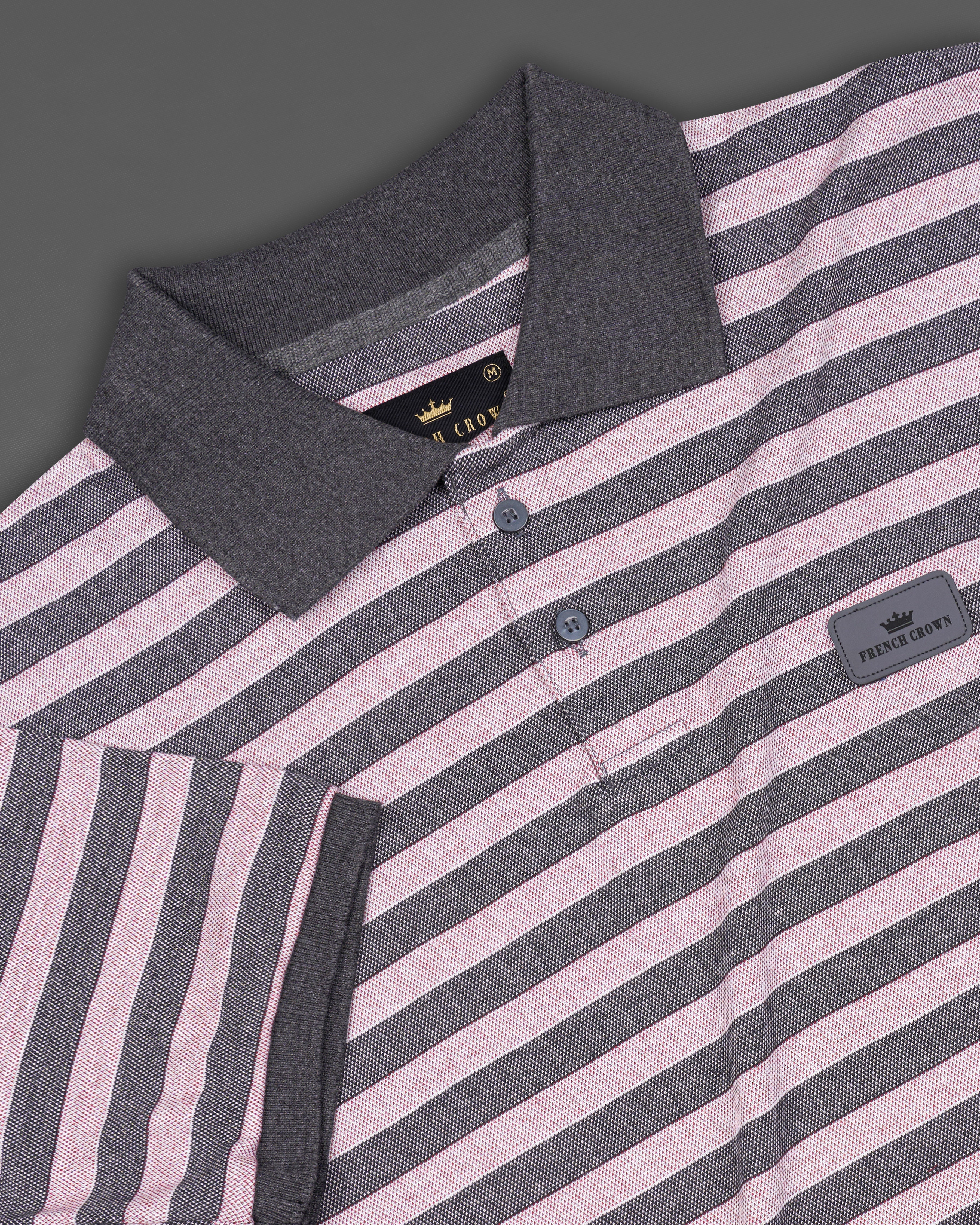 Thistle Pink with Scarpa Gray Striped Pique Polo TS767-S, TS767-M, TS767-L, TS767-XL, TS767-XXL