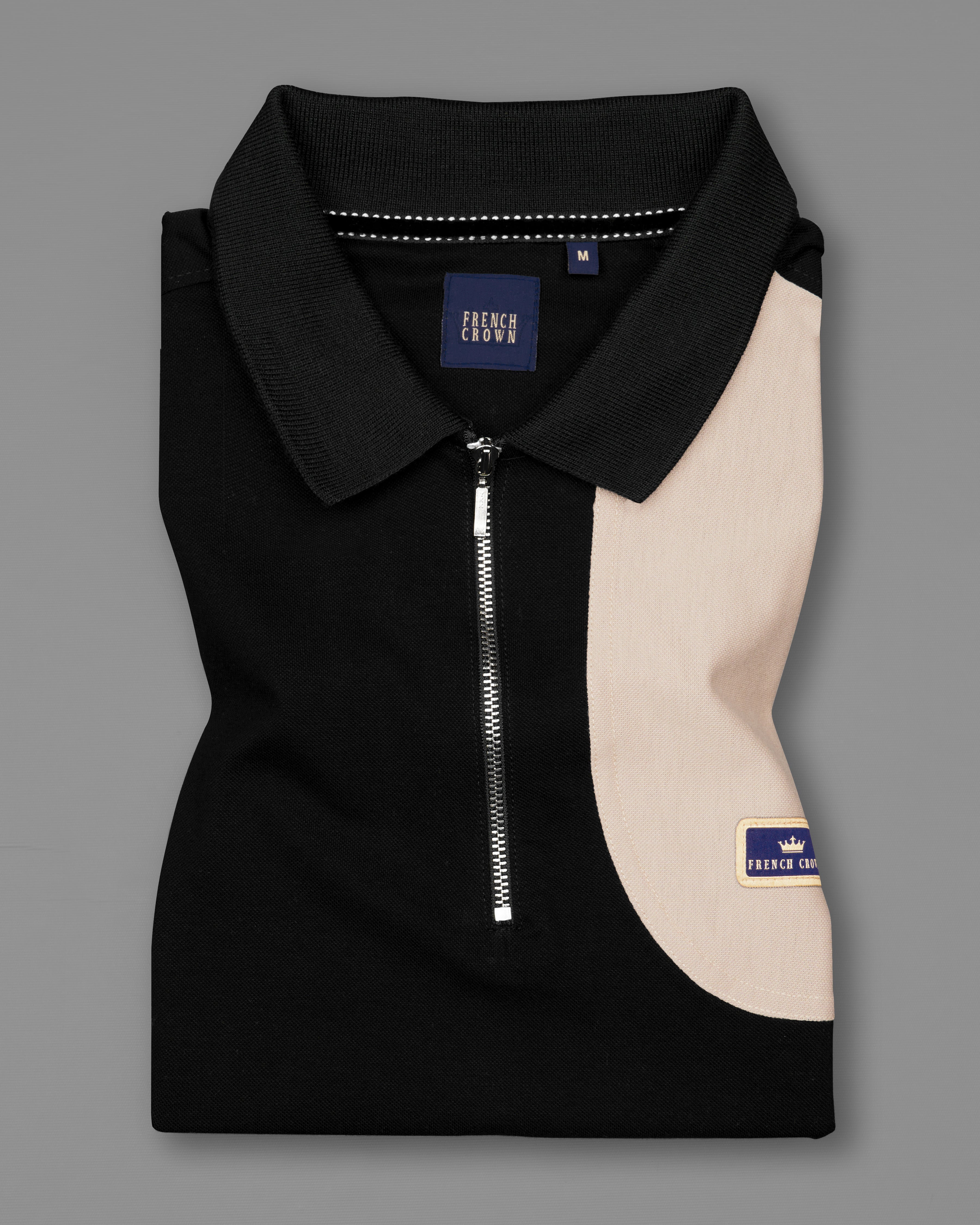 Jade Black Organic Cotton Mercerised Pique Polo