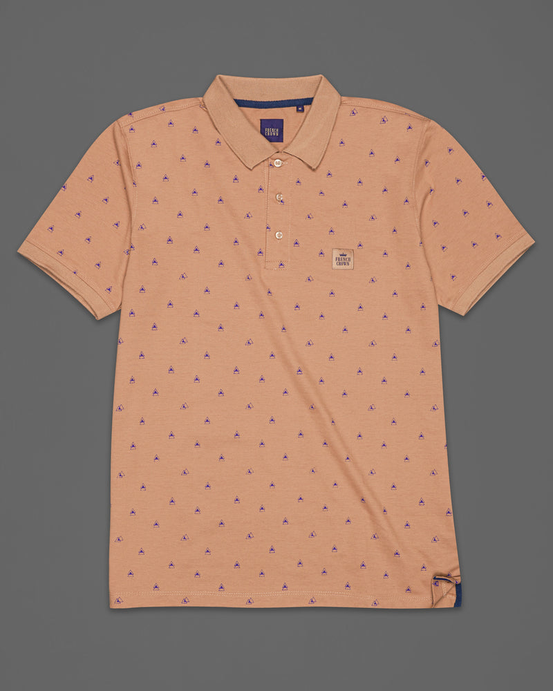 WHISKEY BROWN WITH METEORITE PURPLE ORGANIC COTTON MERCERISED PIQUE POLO