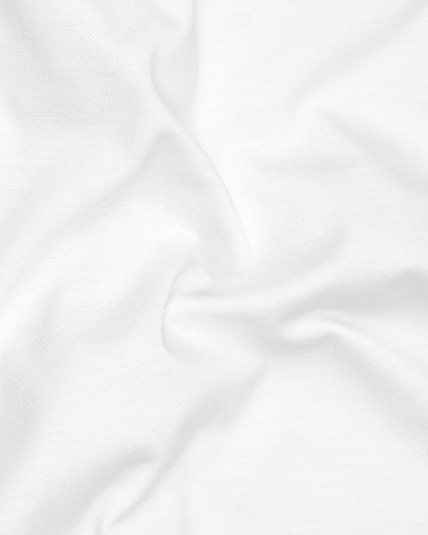 Bright White with Striped Printed Organic Cotton Pique Polo TS828-S, TS828-M, TS828-L, TS828-XL, TS828-XXL