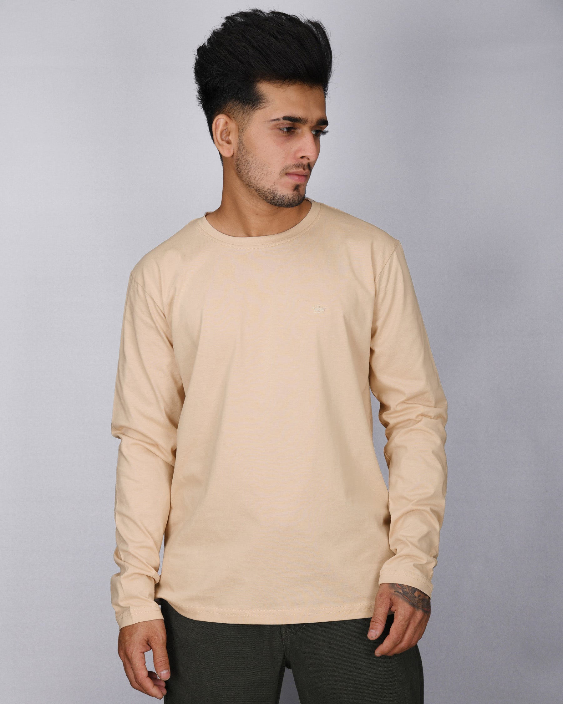 Beige Full-Sleeve Super soft Premium Cotton T-shirt TS082-S, TS082-M, TS082-L, TS082-XL, TS082-XXL