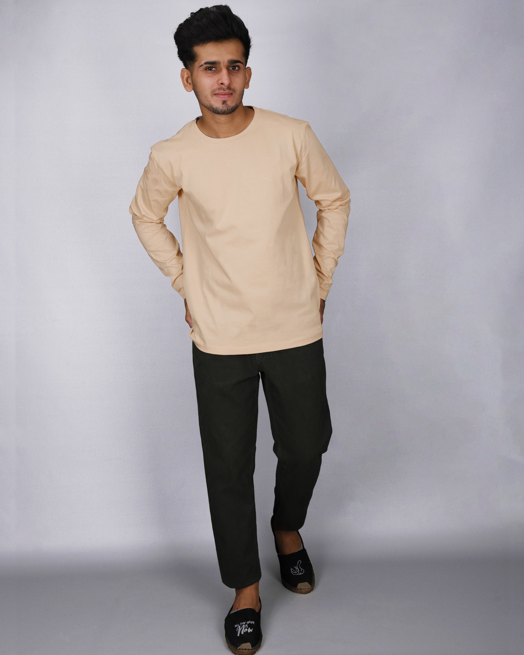 Beige Full-Sleeve Super soft Premium Cotton T-shirt TS082-S, TS082-M, TS082-L, TS082-XL, TS082-XXL