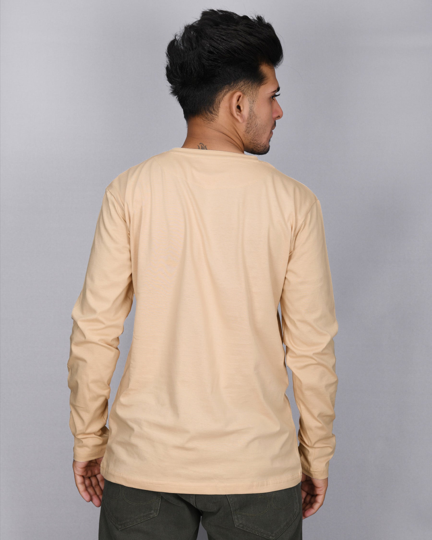 Beige Full-Sleeve Super soft Premium Cotton T-shirt TS082-S, TS082-M, TS082-L, TS082-XL, TS082-XXL