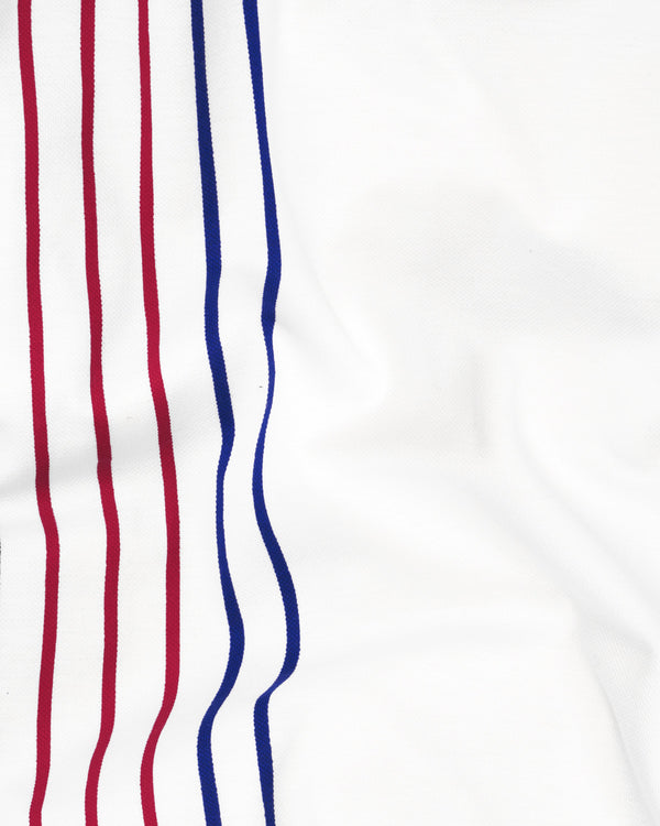Bright White with Colored Strips Organic Cotton Pique Polo TS839-S, TS839-M, TS839-L, TS839-XL, TS839-XXL