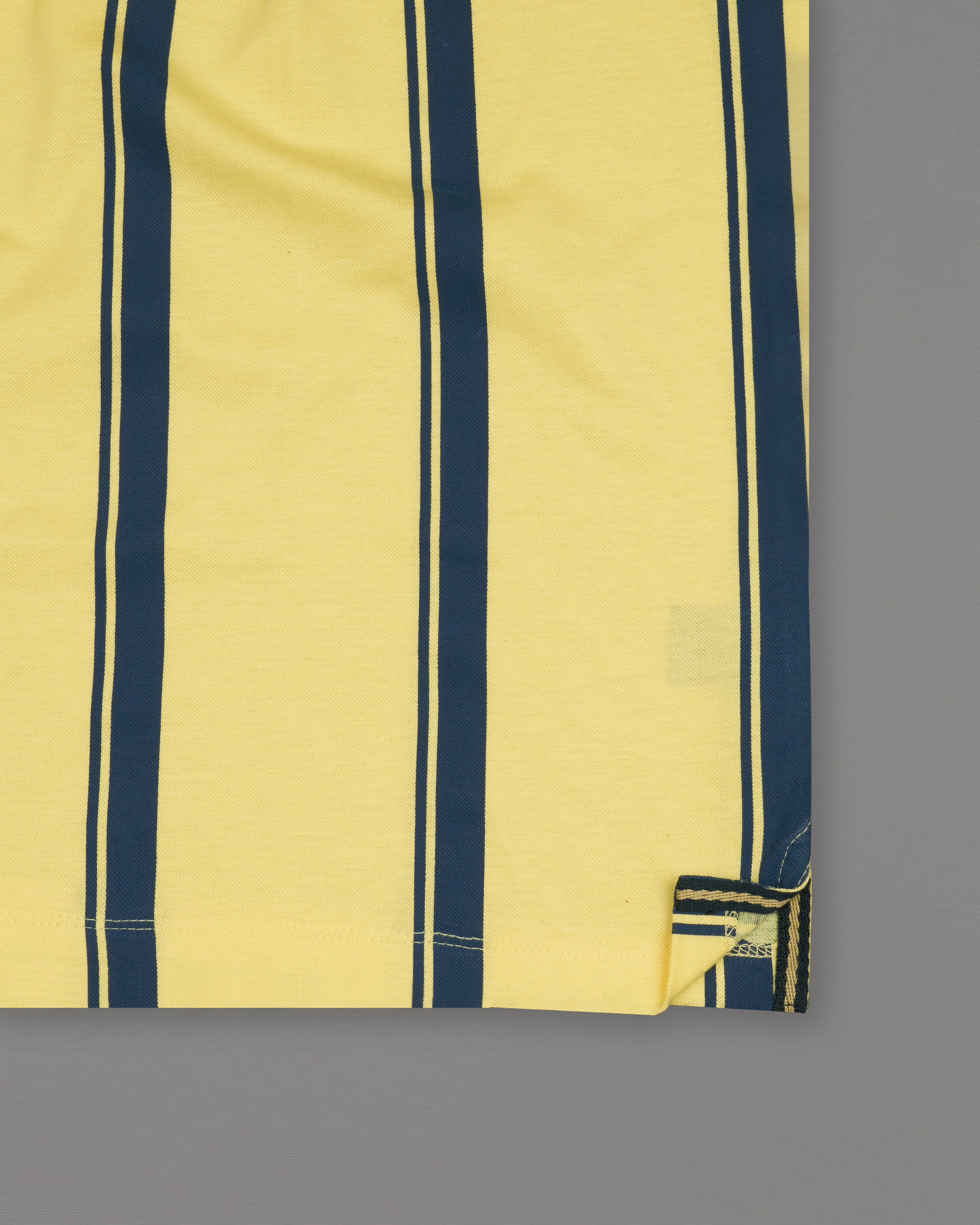Goldenrod Yellow with Tuna Blue Striped Organic Cotton Pique Polo TS850-S, TS850-M, TS850-L, TS850-XL, TS850-XXL
