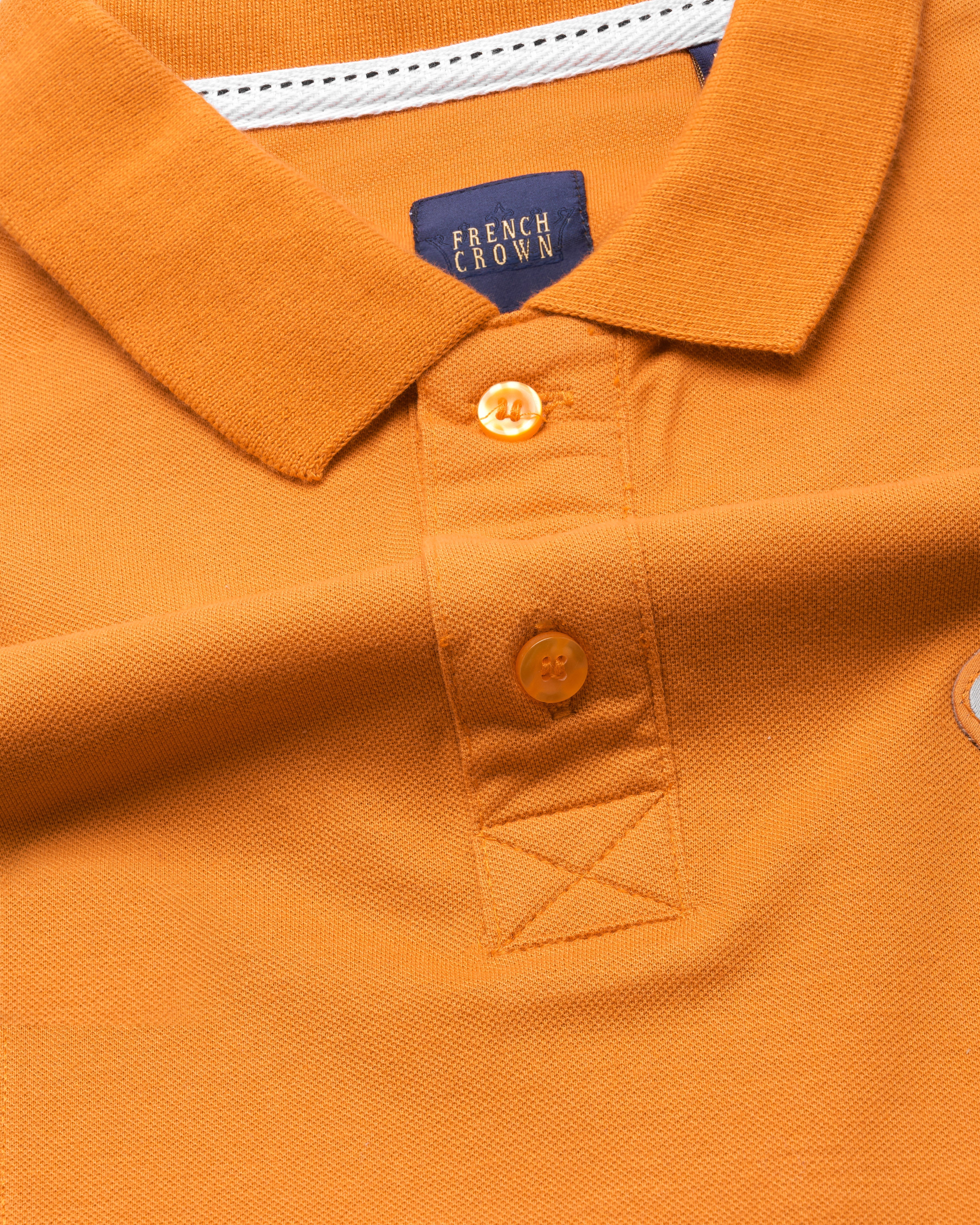 Fire Bush Orange and White Organic Cotton Pique Polo TS859-S, TS859-M, TS859-L, TS859-XL, TS859-XXL