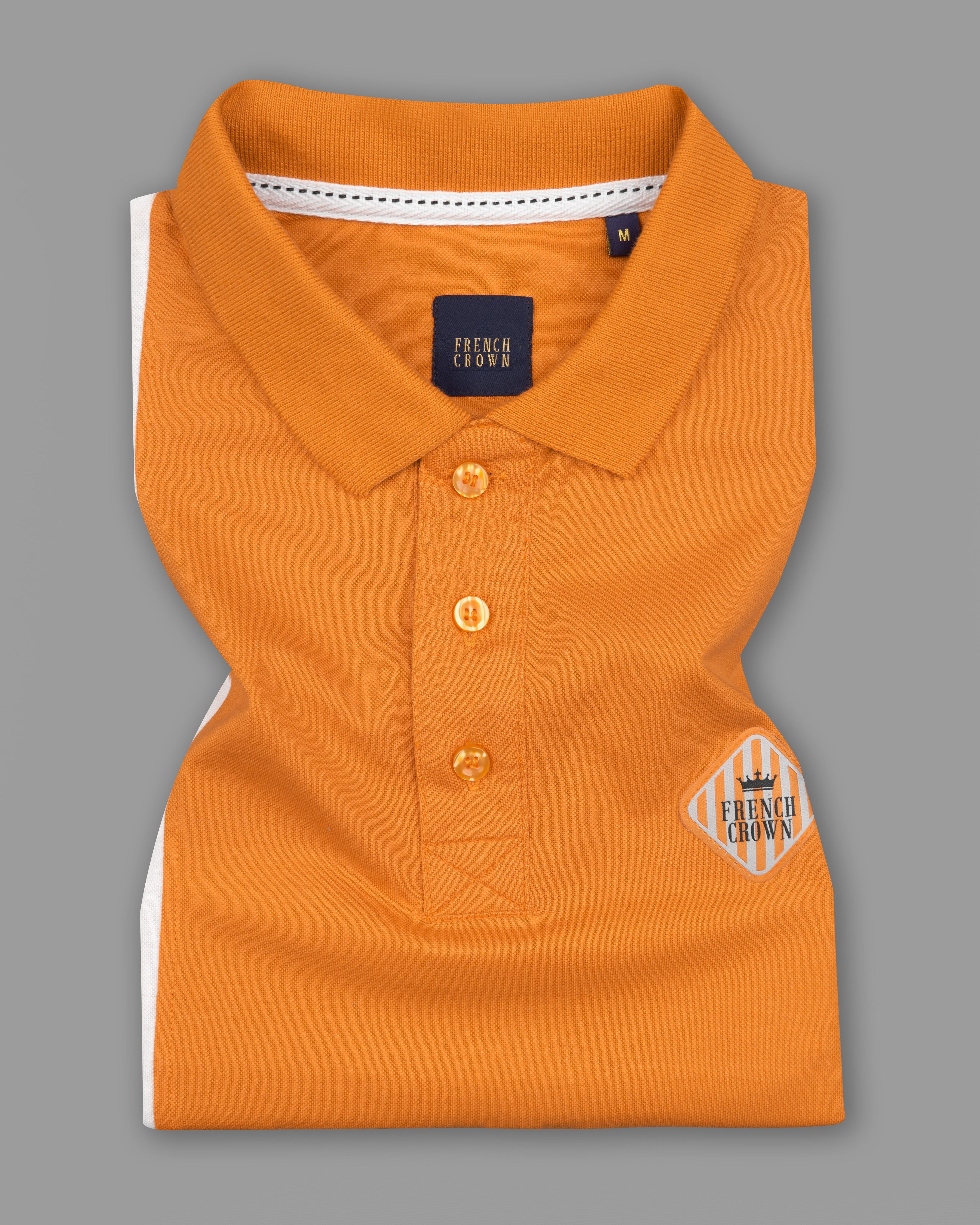 Fire Bush Orange and White Organic Cotton Pique Polo TS859-S, TS859-M, TS859-L, TS859-XL, TS859-XXL