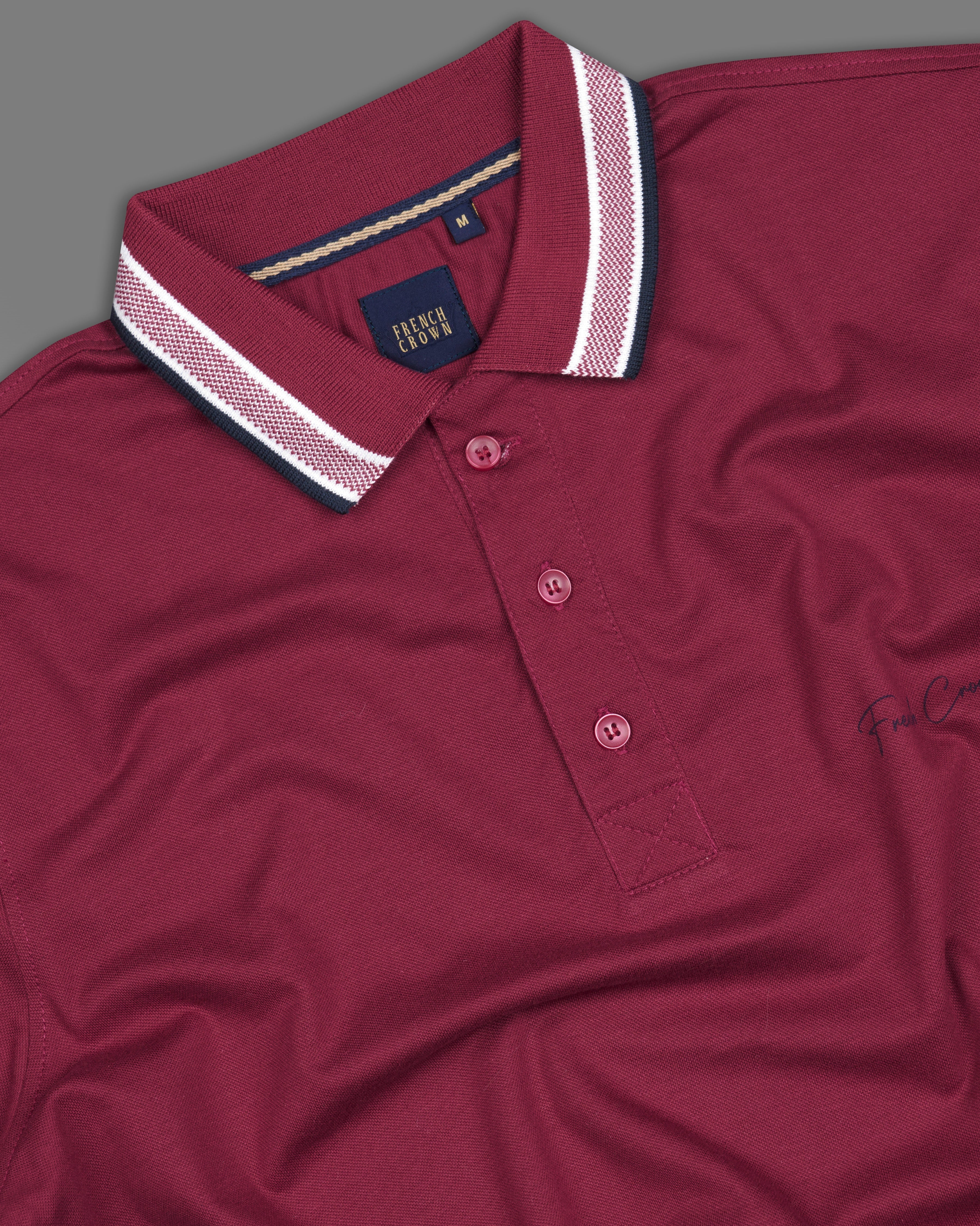 Cordovan Maroon Organic Cotton Mercerised Pique Polo TS860-S, TS860-M, TS860-L, TS860-XL, TS860-XXL