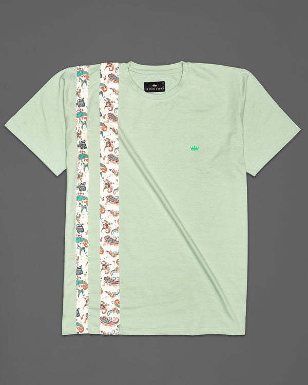 Frostee Green with Patch Work Premium Organic Cotton Designer T-shirt TS027-W01-S, TS027-W01-M, TS027-W01-L, TS027-W01-XL, TS027-W01-XXL