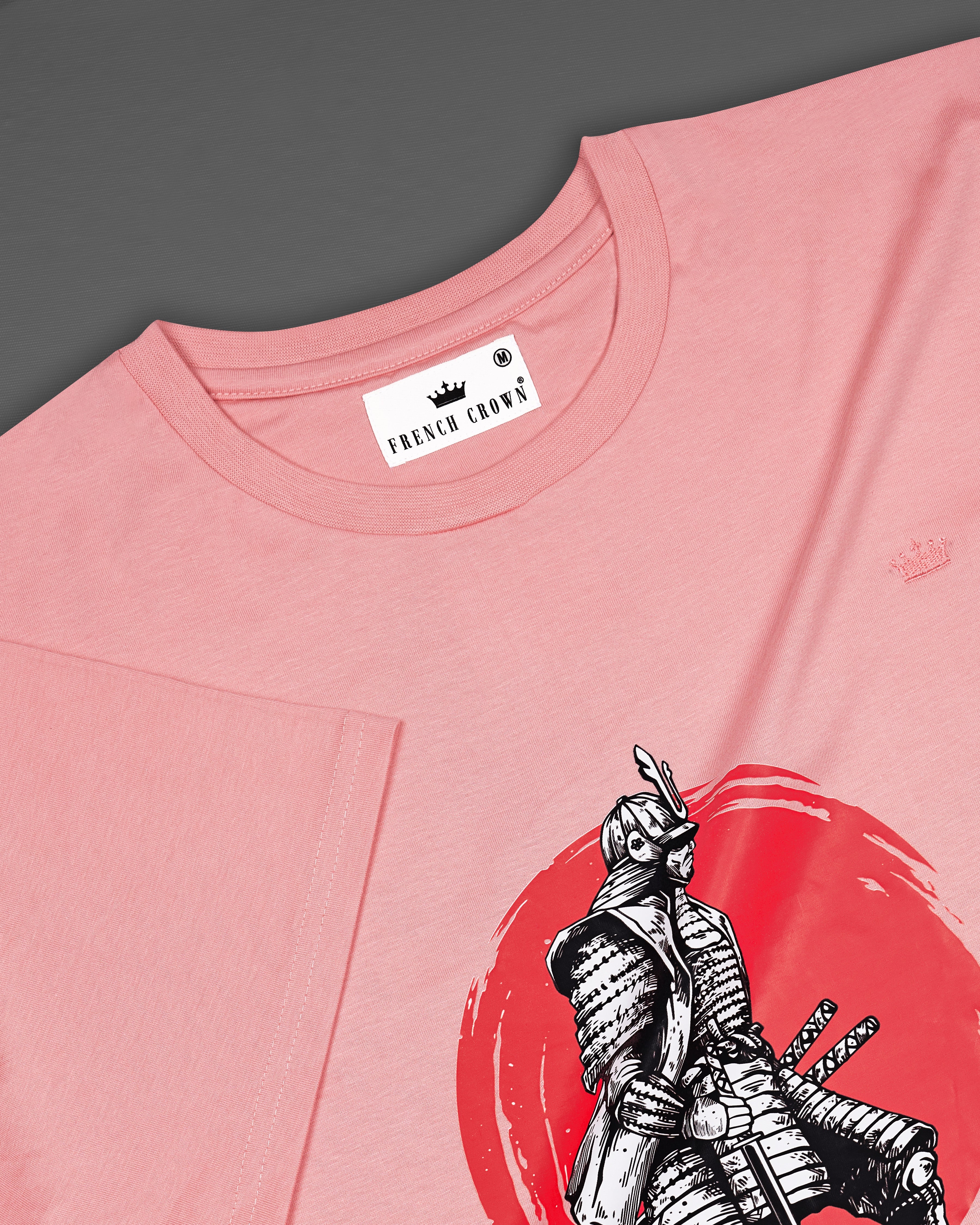 Chestnut Pink Digital Printed Organic Cotton T-shirt TS072-W01-S, TS072-W01-M, TS072-W01-L, TS072-W01-XL, TS072-W01-XXL