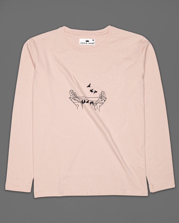 Watusi Cream with Black Embroidered Premium Cotton T-shirt TS082-W03-S, TS082-W03-M, TS082-W03-L, TS082-W03-XL, TS082-W03-XXL