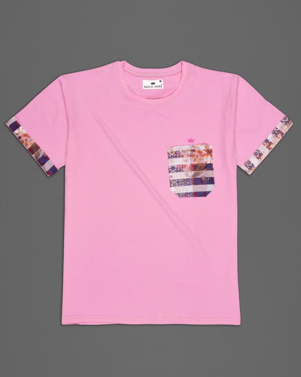 Illusion Pink with Unique Patch Pocket Premium Organic Cotton Designer T-shirt TS103-W01-S, TS103-W01-M, TS103-W01-L, TS103-W01-XL, TS103-W01-XXL