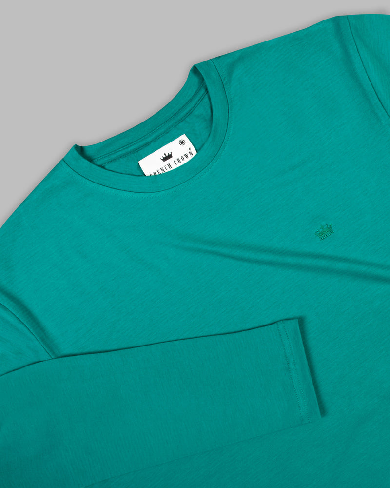Turquoise Slubbed Full-Sleeve Super soft Supima Organic Cotton Jersey T-shirt TS147-S, TS147-M, TS147-L, TS147-XL, TS147-XXL