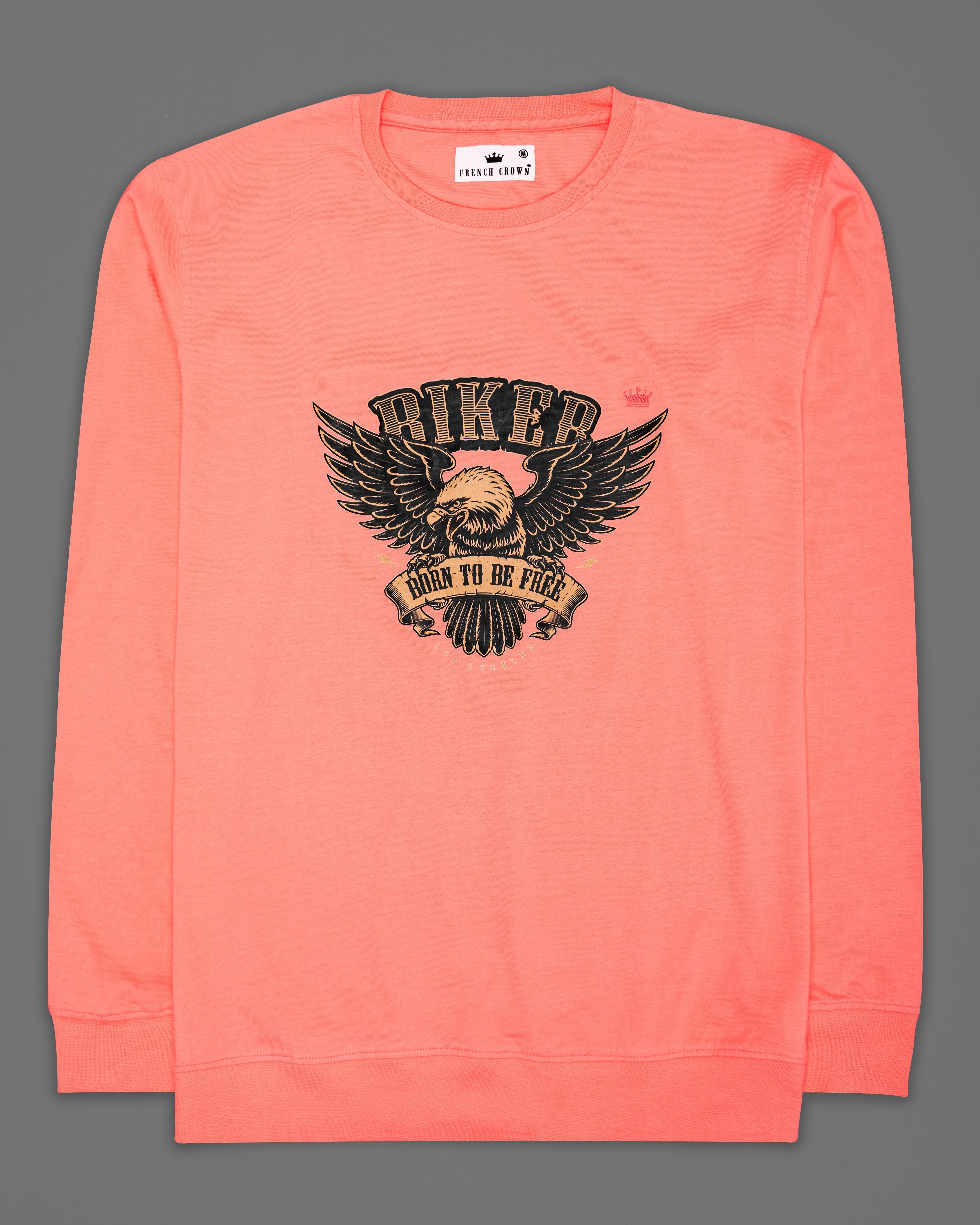 Bright Peachy Rubber Printed Super Soft Organic Cotton Sweatshirt TS165-W01-S, TS165-W01-M, TS165-W01-L, TS165-W01-XL, TS165-W01-XXL