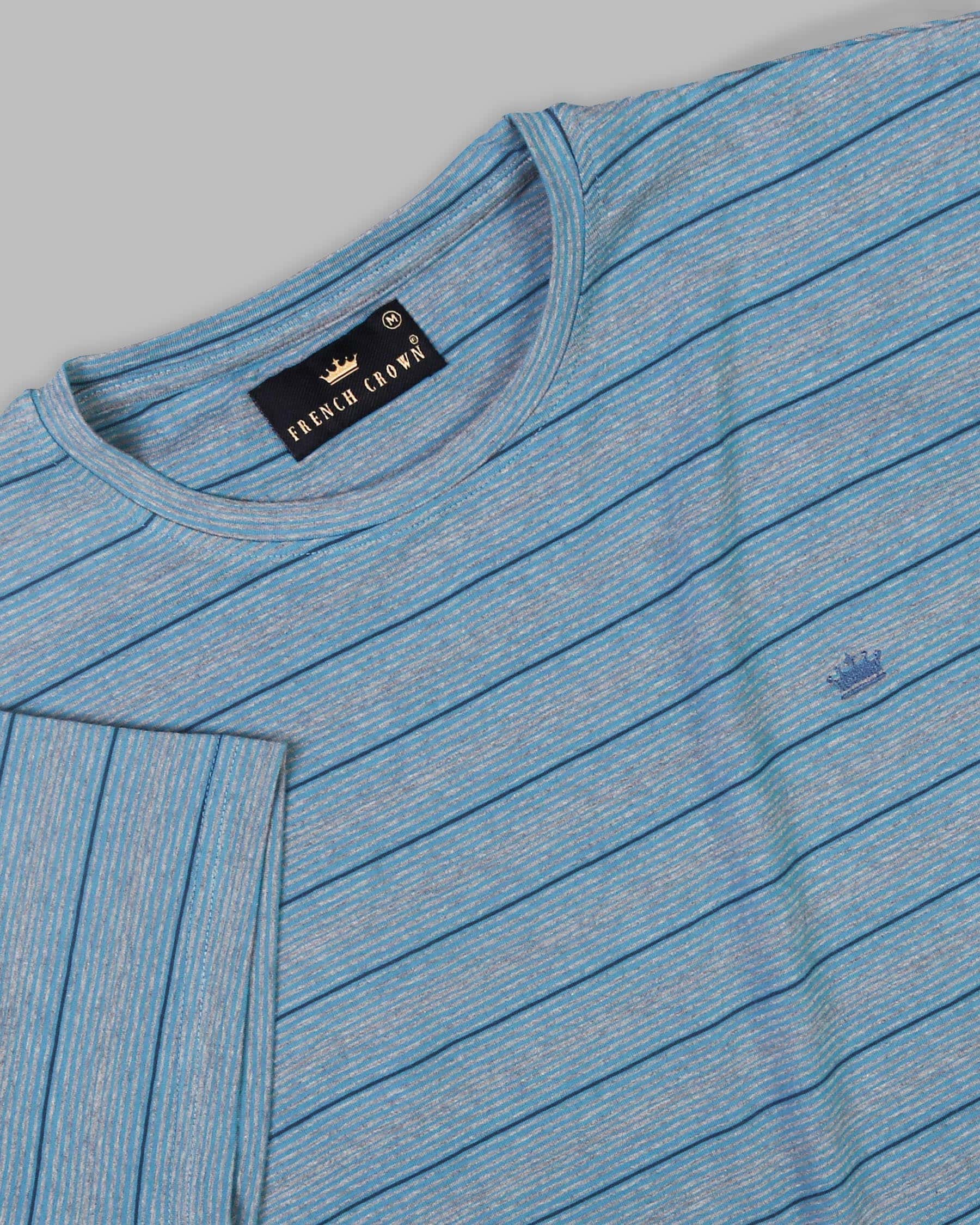 Horizon Blue Striped Super Soft Premium Cotton T-Shirt TS258-M, TS258-S, TS258-L, TS258-XL, TS258-XXL