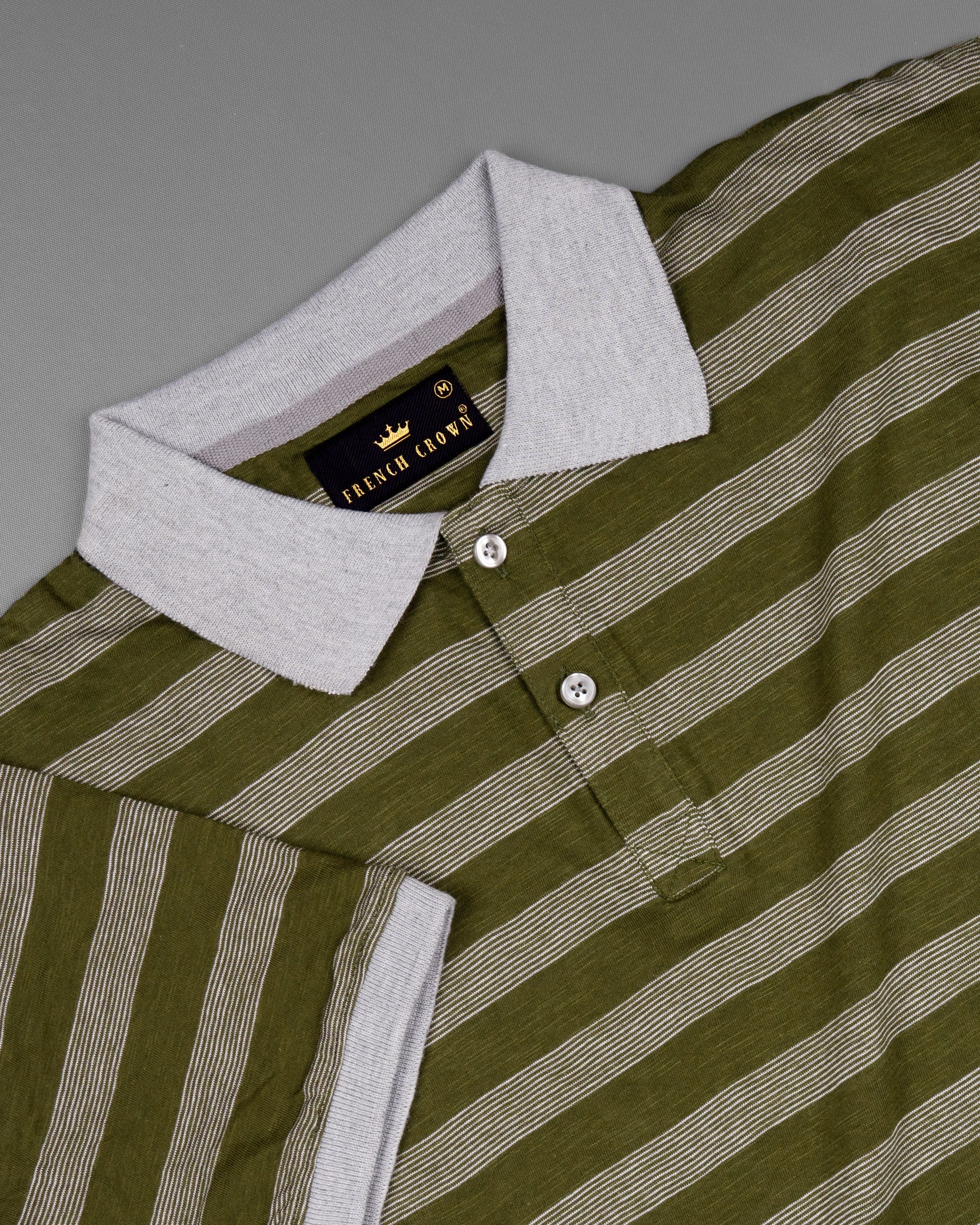 Woodland Green Pinstriped Super Soft Organic Pique Polo TS408-S, TS408-M, TS408-L, TS408-XL, TS408-XXL, TS408-3XL, TS408-4XL