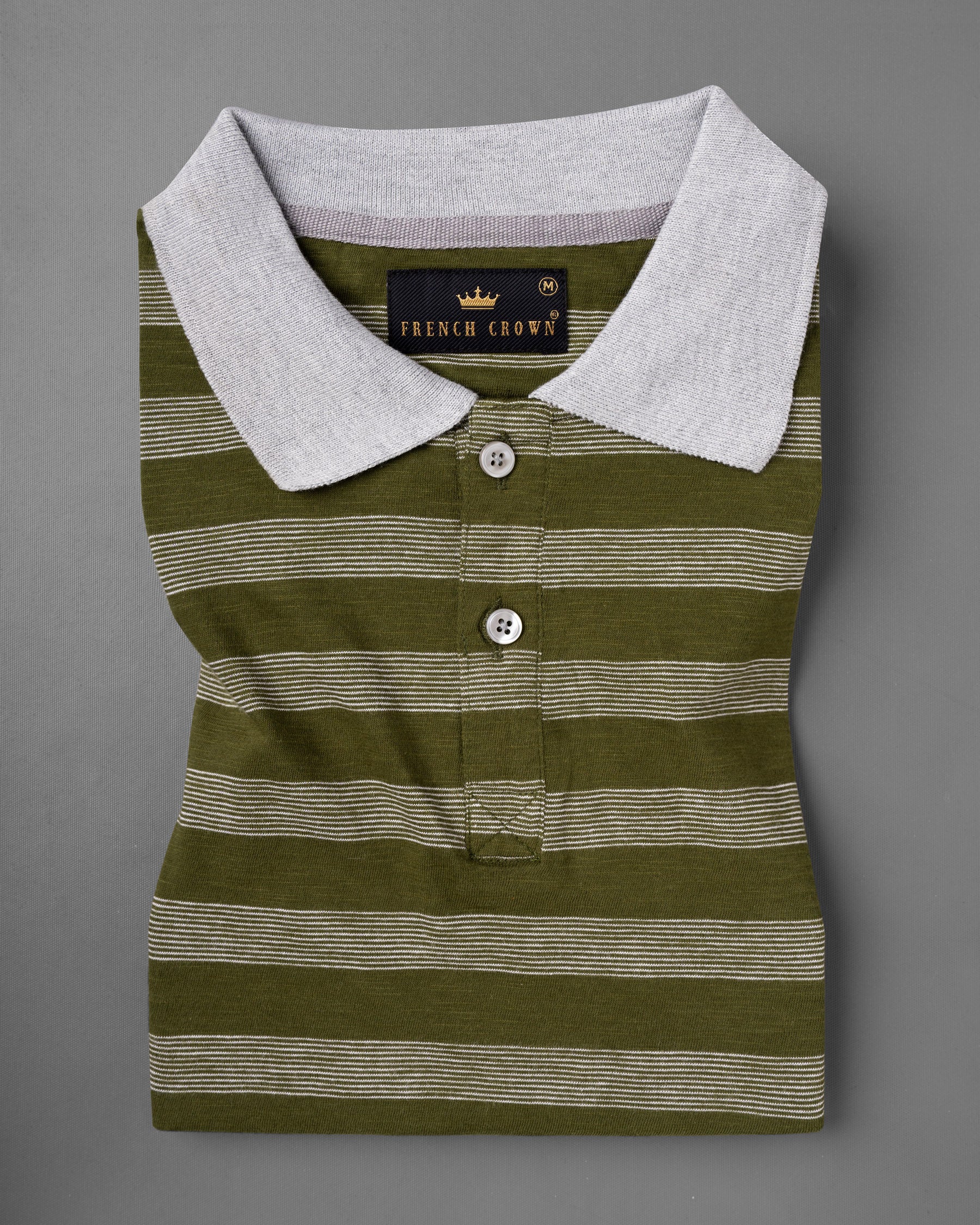 Woodland Green Pinstriped Super Soft Organic Mercerised Pique Polo TS408-S, TS408-M, TS408-L, TS408-XL, TS408-XXL