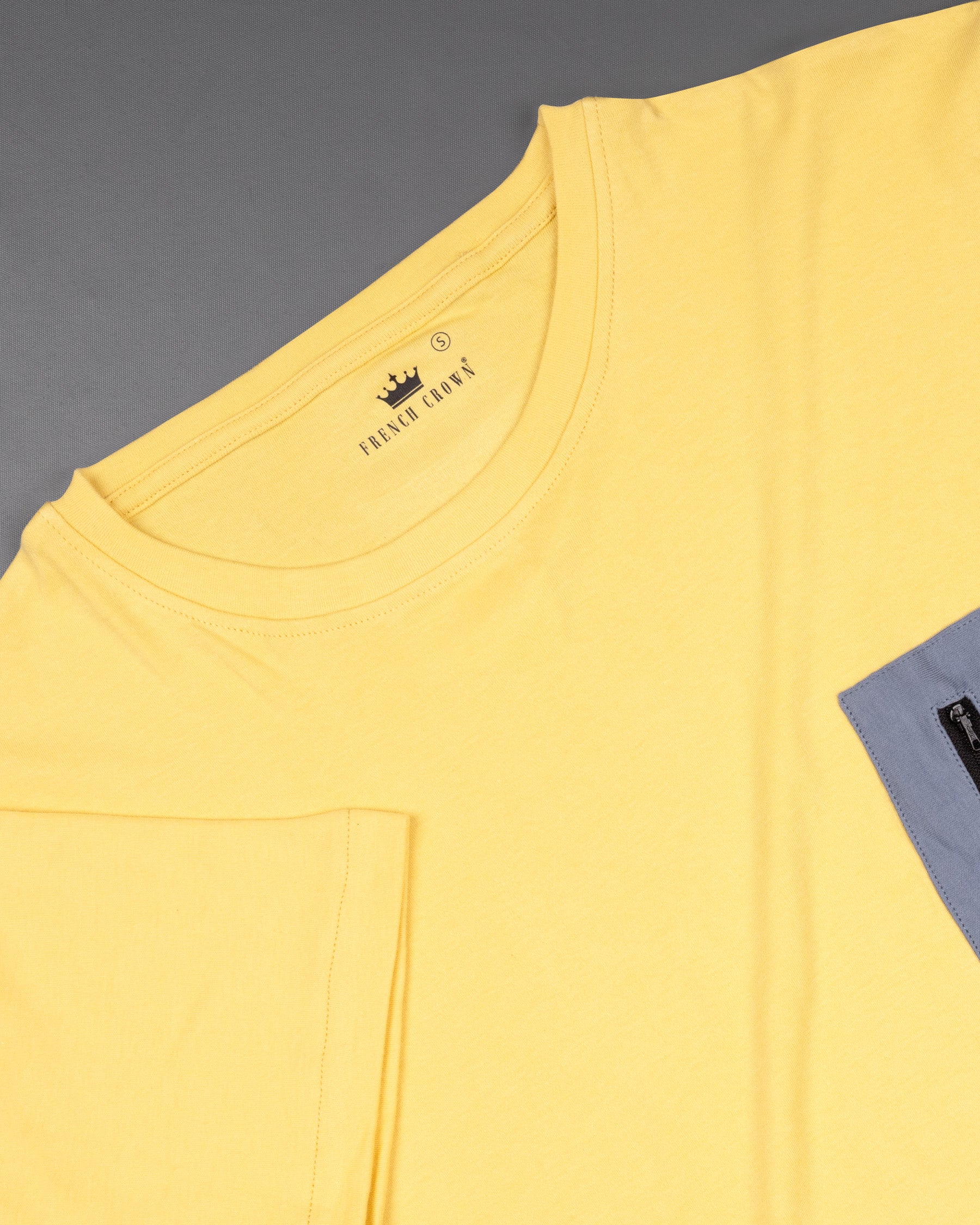 Sweet Corn Yellow with zipper pocket heavyweight premium cotton winter T-shirt TS427-S, TS427-M, TS427-L, TS427-XL, TS427-XXL, TS427-3XL, TS427-4XL