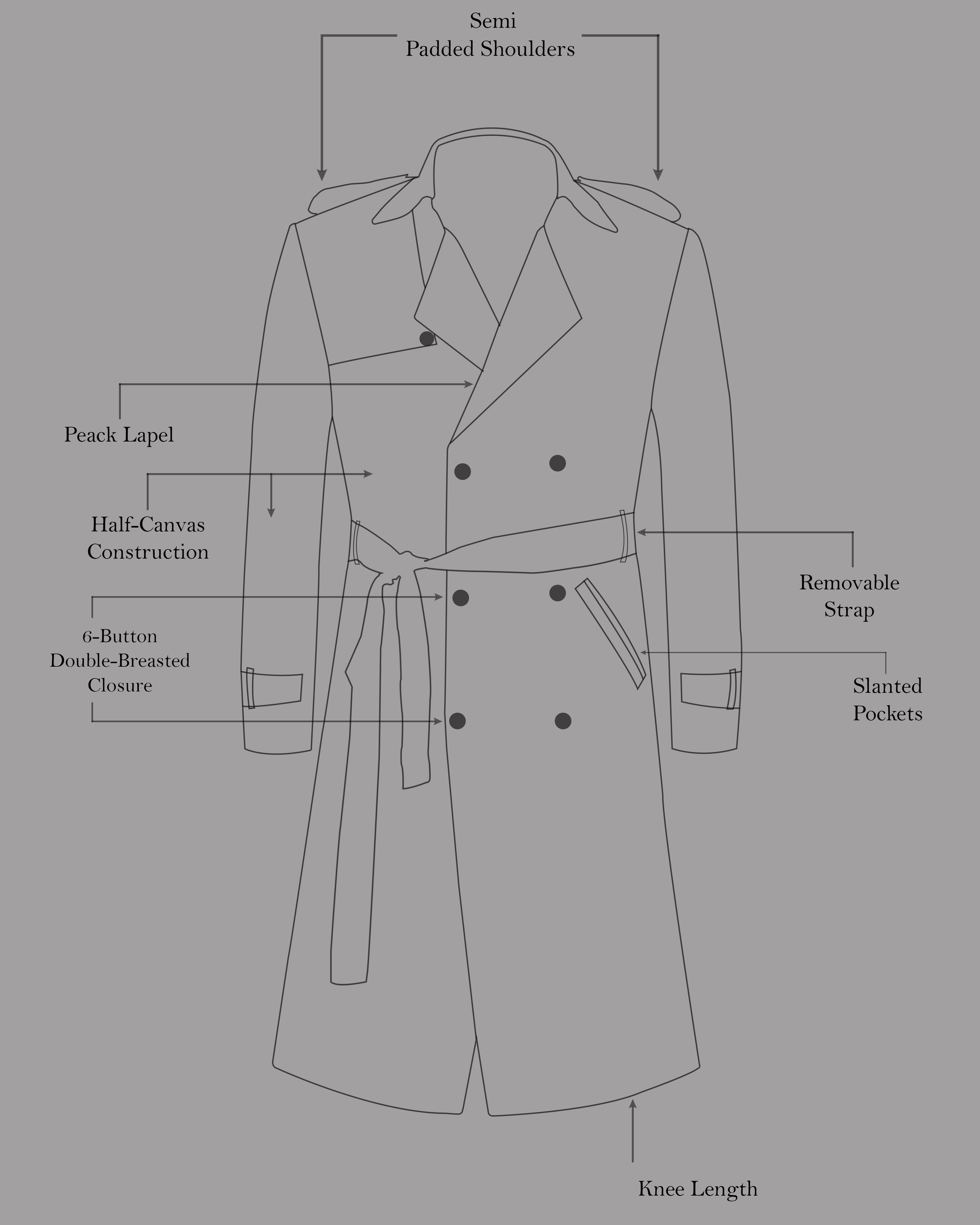 Sand Dune Double Breasted Belt Closure Designer Trench Coat TCB1827-DB-36, TCB1827-DB-38, TCB1827-DB-40, TCB1827-DB-42, TCB1827-DB-44, TCB1827-DB-46, TCB1827-DB-48, TCB1827-DB-50, TCB1827-DB-52, TCB1827-DB-54, TCB1827-DB-56, TCB1827-DB-58, TCB1827-DB-60