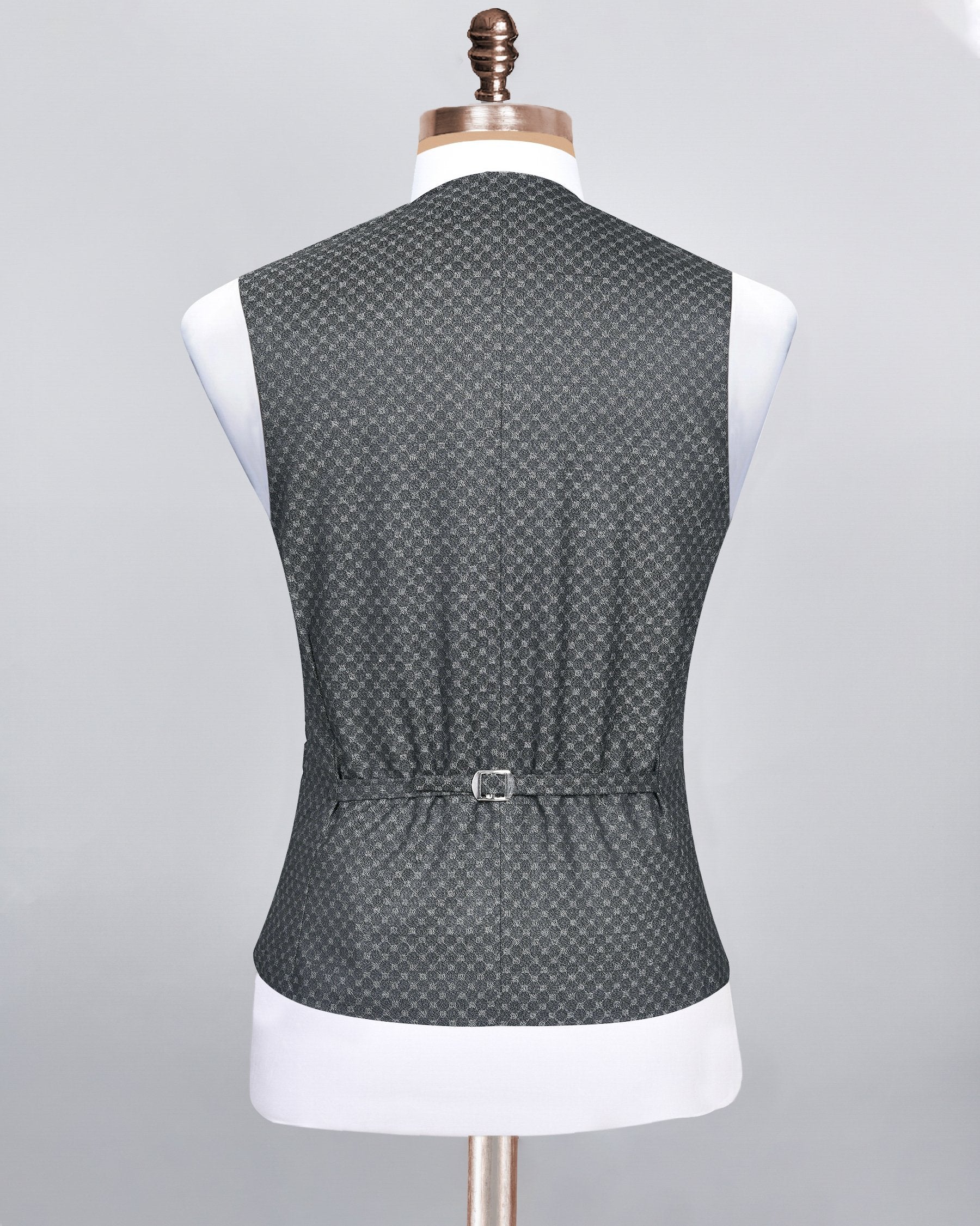 Pebble Grey Box Textured Wool blend Waistcoat