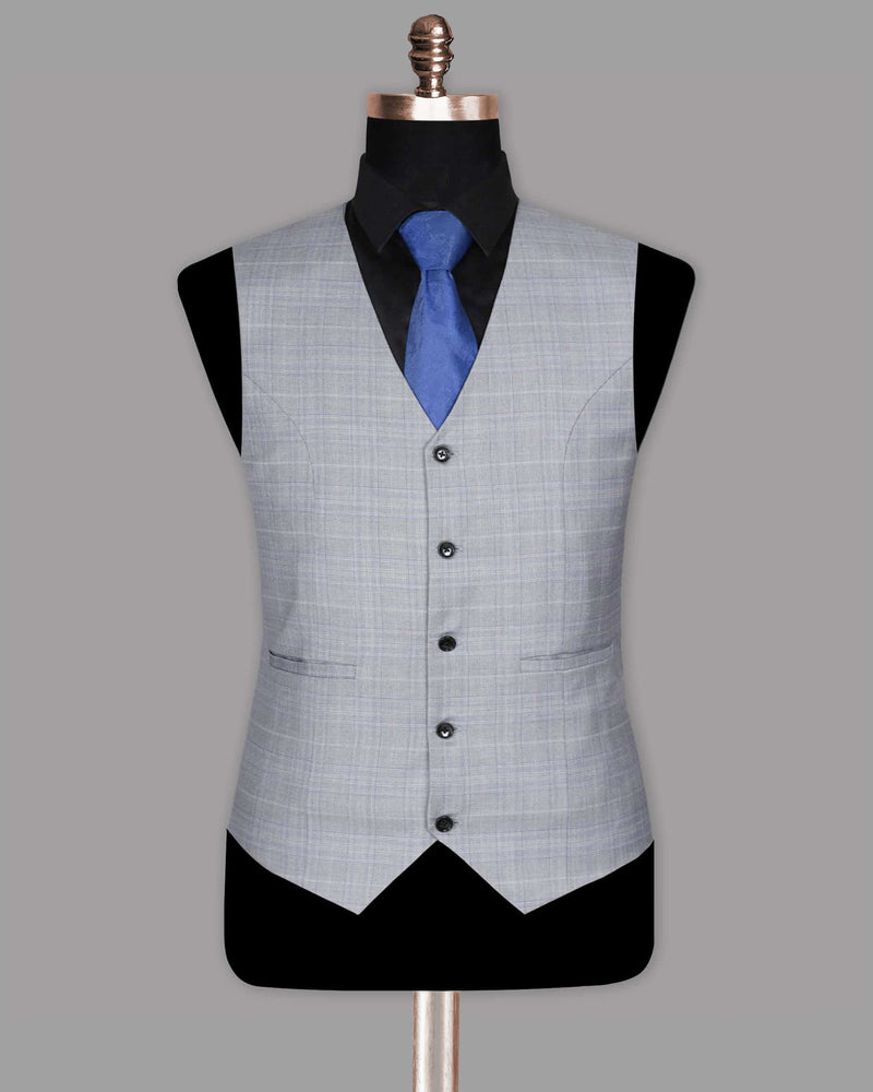 Aluminum Grey with Subtle Purple Checked Waistcoat V1002-52, V1002-60, V1002-36, V1002-40, V1002-42, V1002-54, V1002-56, V1002-58, V1002-38, V1002-44, V1002-46, V1002-48, V1002-50