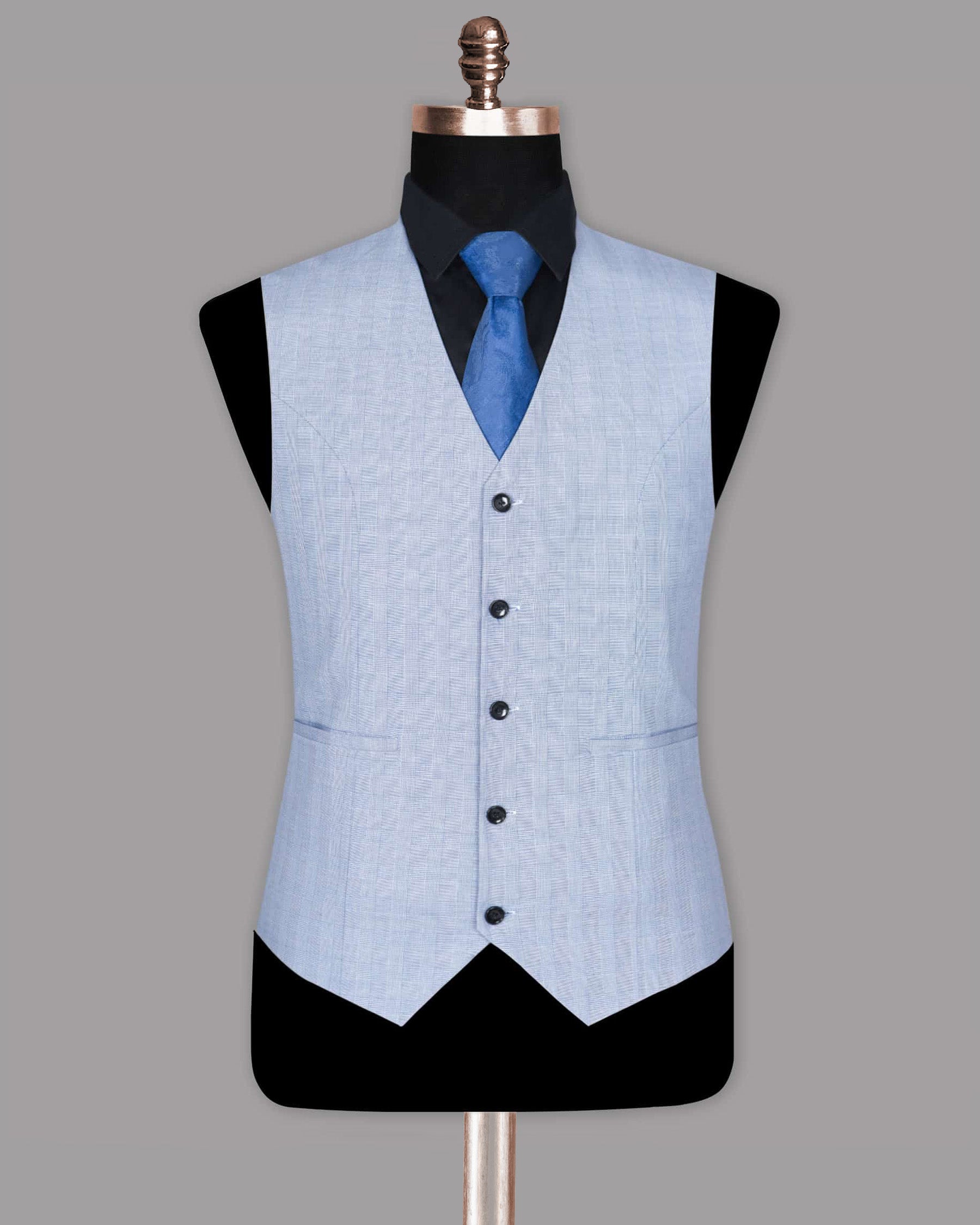 Casper Sky Tonal Plaid  Waistcoat V1004-36, V1004-38, V1004-40, V1004-42, V1004-44, V1004-46, V1004-48, V1004-50, V1004-52, V1004-54, V1004-56, V1004-58, V1004-60